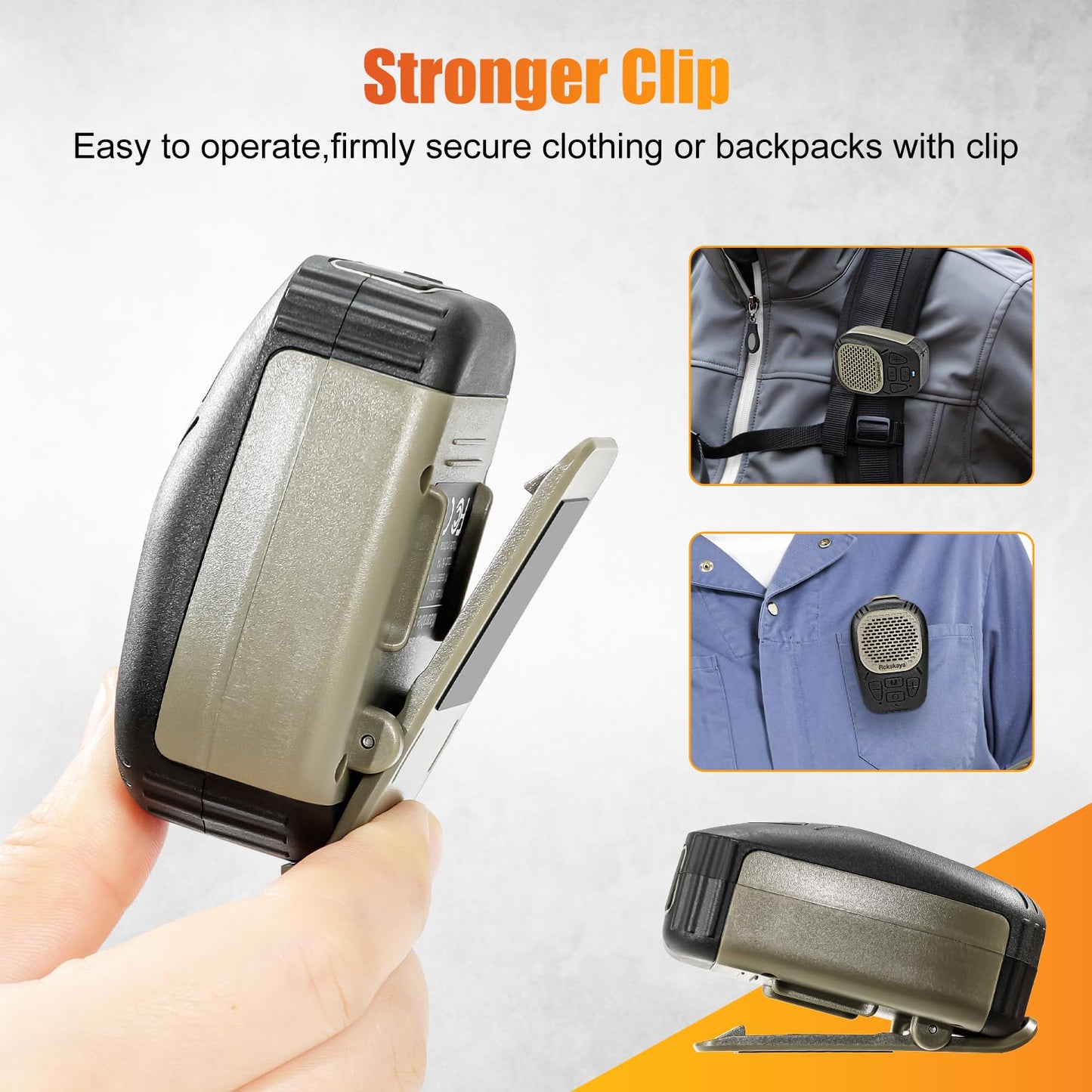 Rckskaya Clip On Bluetooth Speaker, Portable Speaker Wearable Wireless, Mini Bluetooth Speakers Up to 30H Battery Life, Support TF Card, Hands-Free Music/Calls (Non Magnetic) (Army Green)