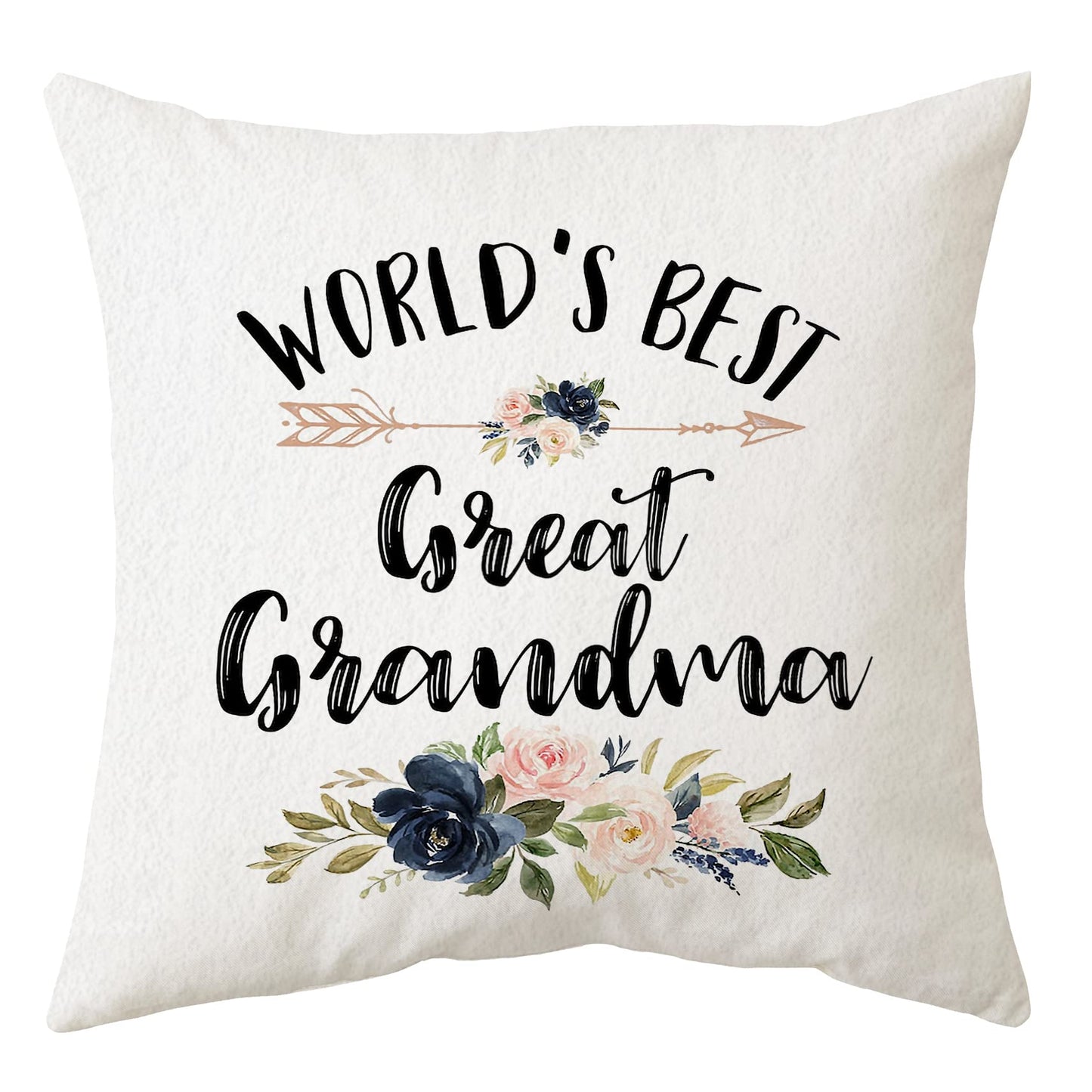 Sidhua Grandma Themed Pillowcase Decorations for Home, Farmhouse Floral World’s Best Great Grandma Pillow Cover 18”x18”, Grandma Gifts