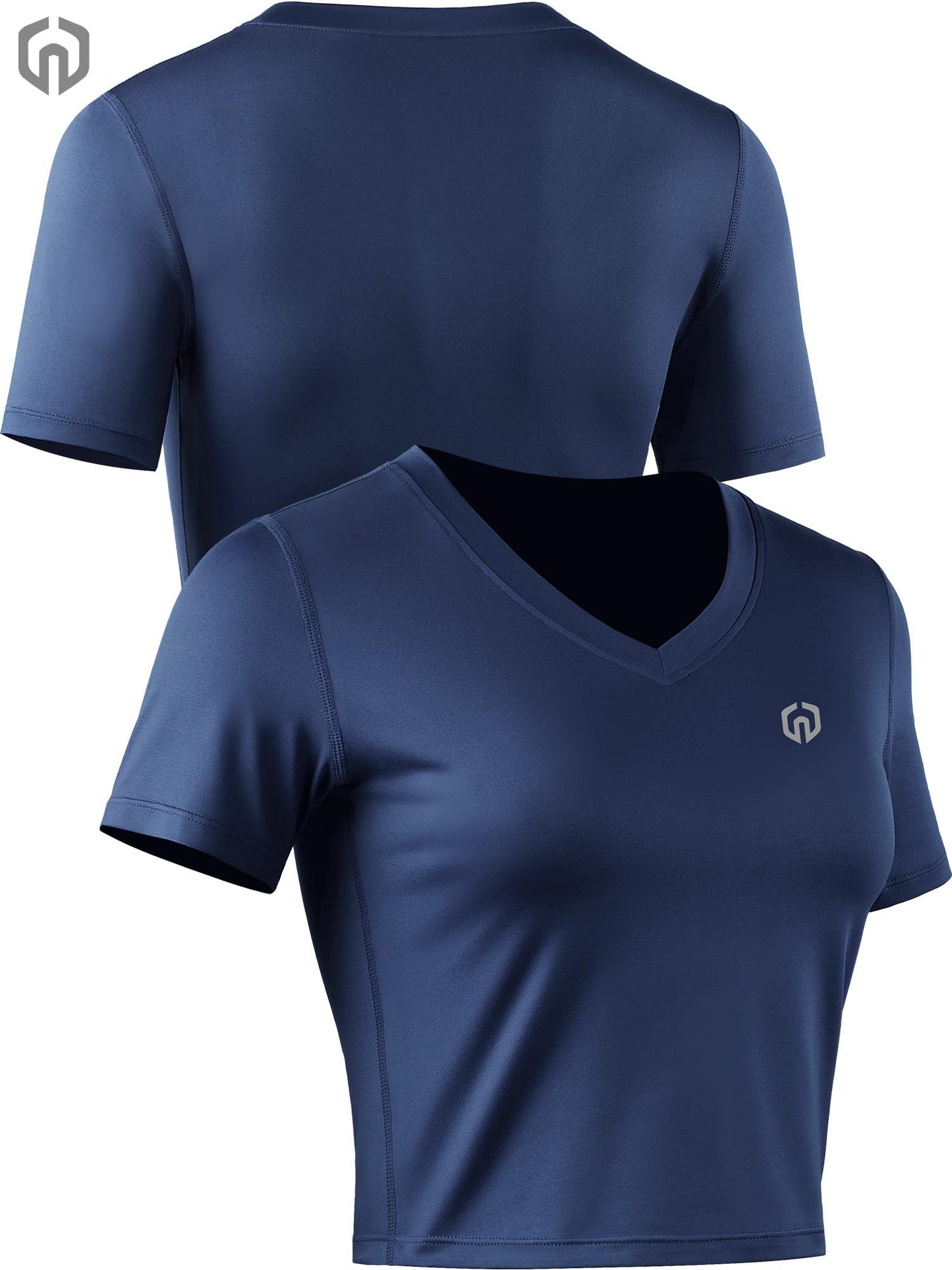 Women's 3 Pack Running Shirt Workout Athletic Crop Shirts,8101,Black/Grey/Navy Blue,S