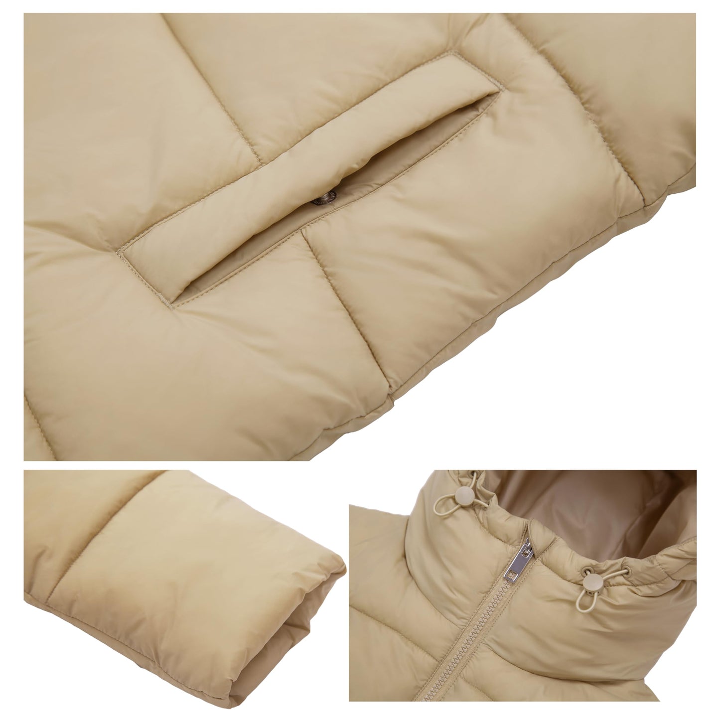 Rokka&Rolla Women's Lightweight Water-Resistant Puffer Jacket Hooded Winter Long Coat