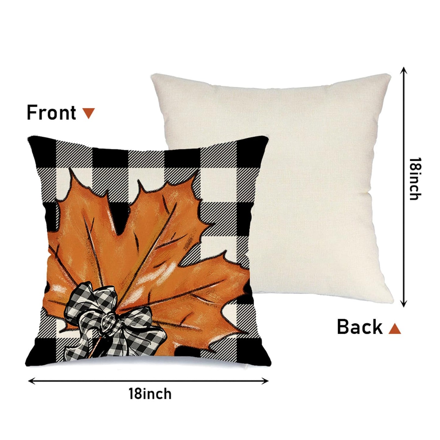 MODOVOS Fall Maple Leaf Pumpkin Throw Pillow Covers Thanksgiving Farmhouse Decorations Buffalo Plaid Outdoor Fall Decor Pillow Covers 18x18 Set of 4 Harvest Autumn Cushion Case for Sofa Couch