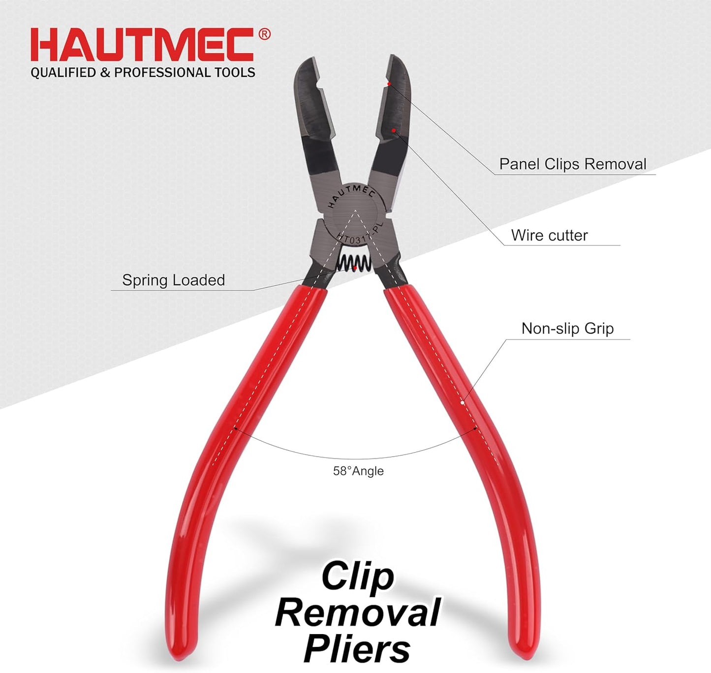 HAUTMEC 7 inch Panel Clip Removal Pliers Multifunction Flush Cut Pliers for Rivet and autobody tools and equipment HT0317