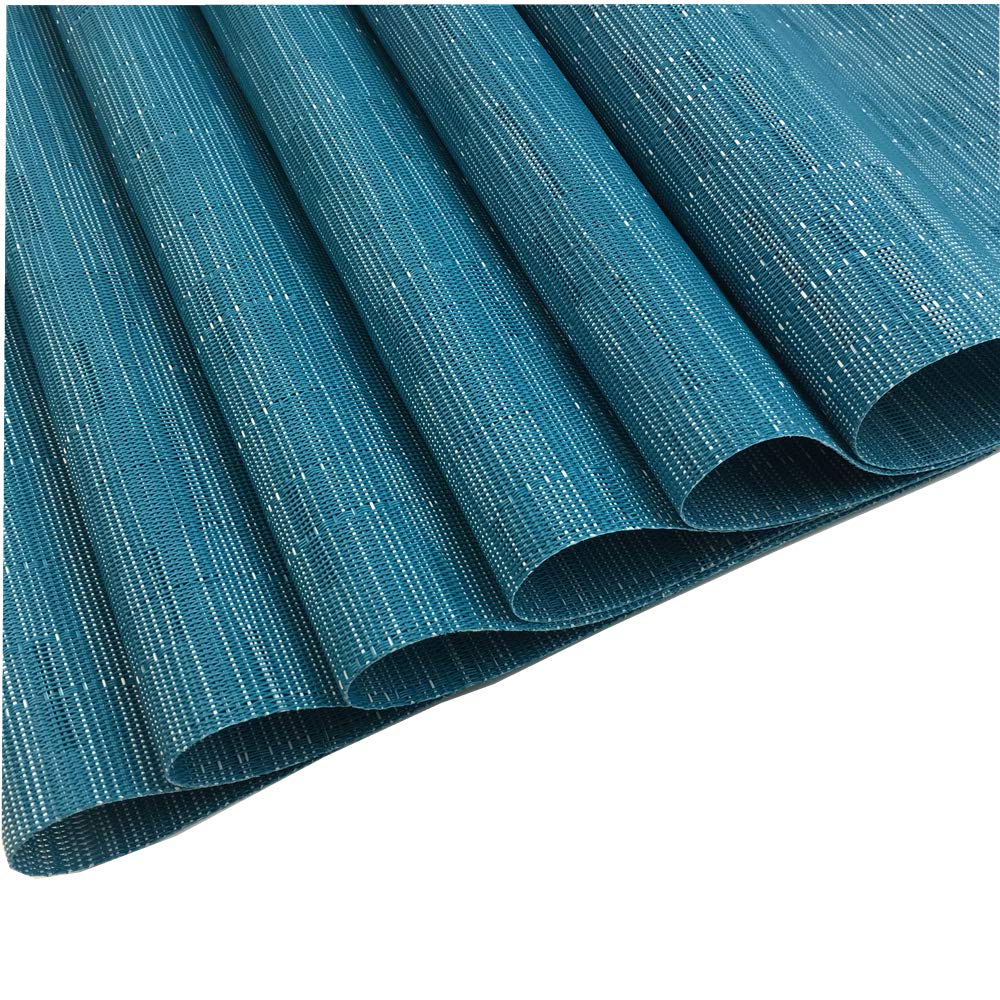 Placemats Set of 6 for Dining Table Heat-Resistant Washable Place Mats Woven Vinyl Kitchen Table Mats Easy to Clean,Blue