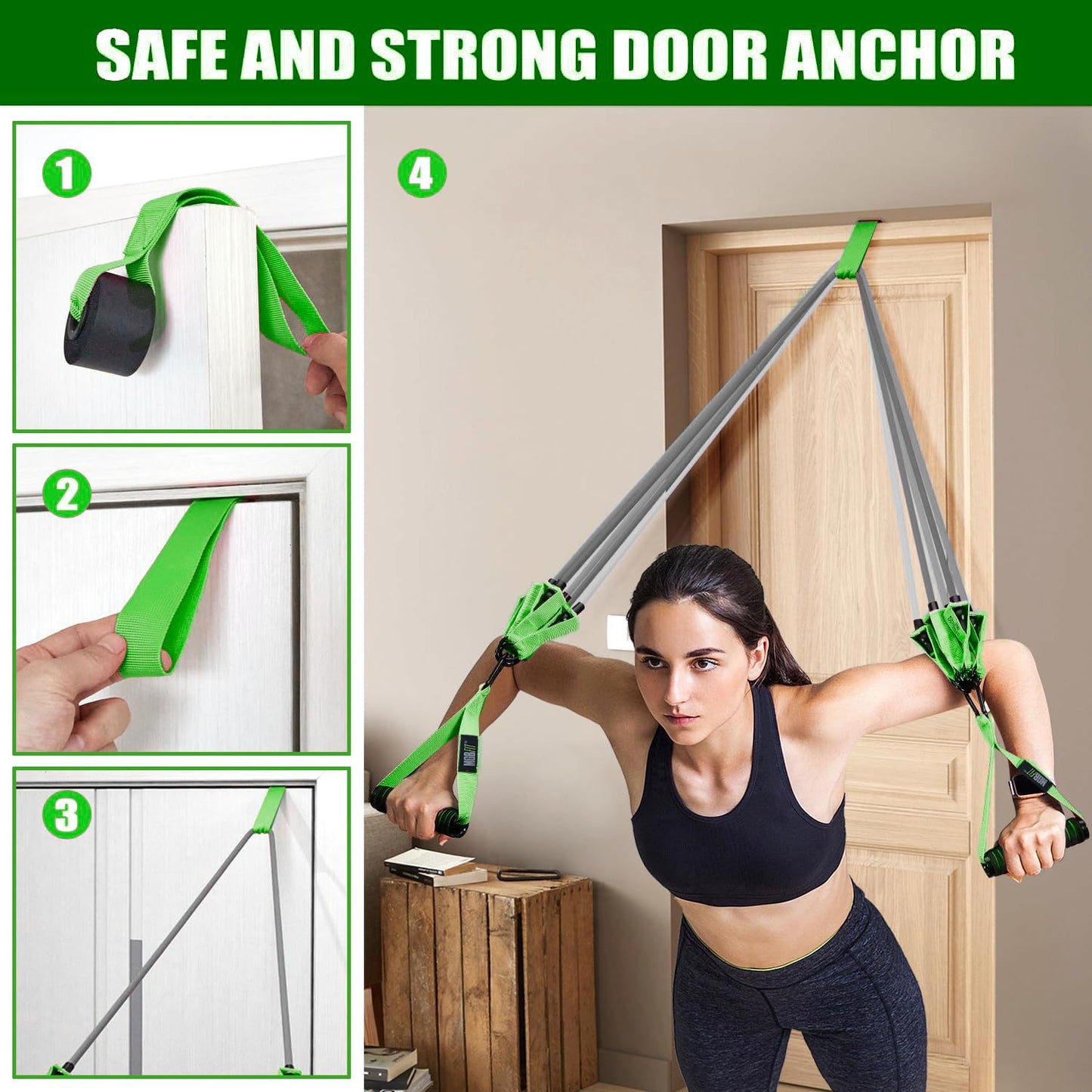 Resistance Bands Set 300lbs - Heavy Duty Fitness Bands with Handles for Strength Training, Door Anchor, Ankle Straps, and Carrying Bag for Home Gym and Full Body Workouts