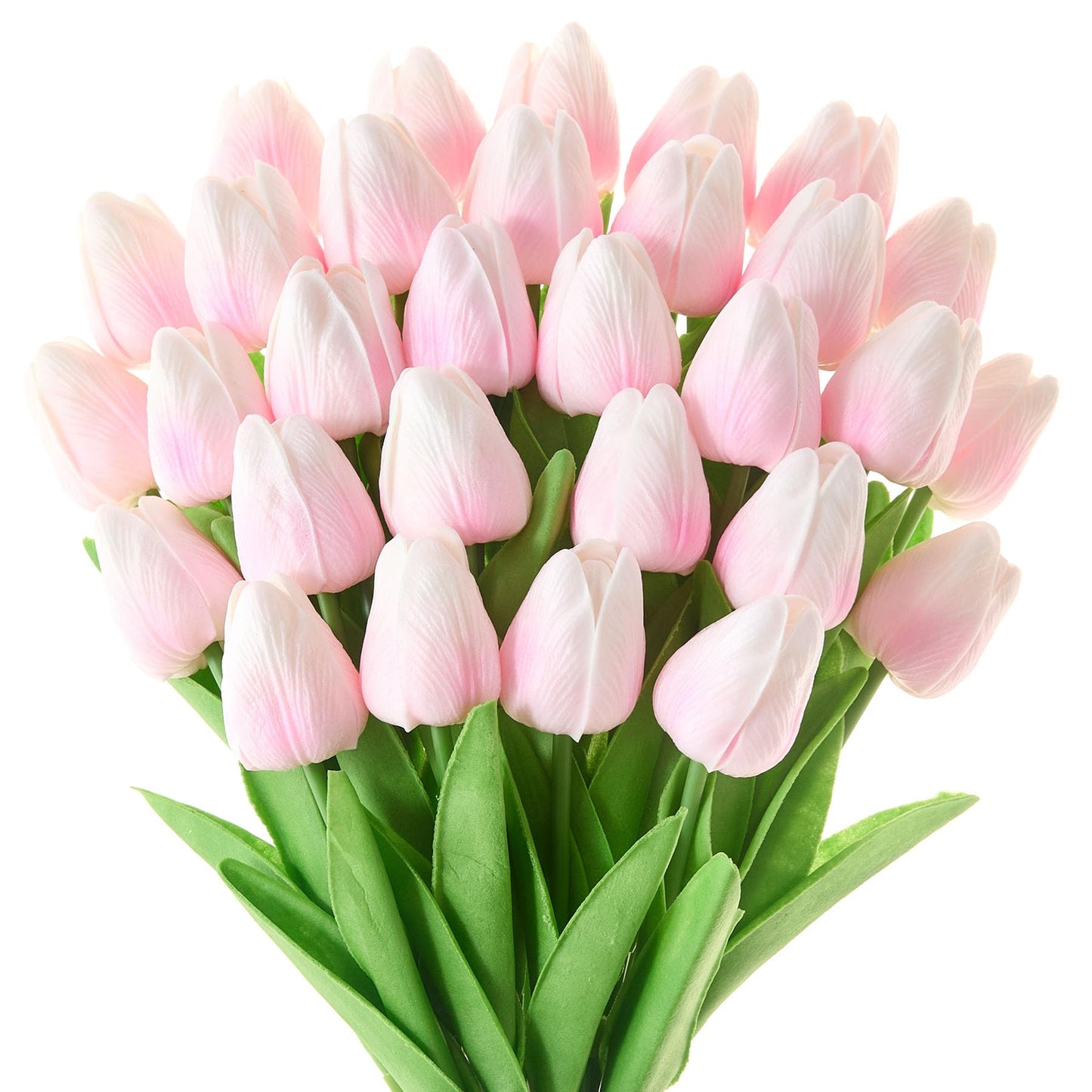 Drewev 30 Pcs Tulips Artificial Flowers Fake Pink Flowers Latex Tulips Real Touch 13" Silk Flower for Spring Mother's Day Easter Gifts in Bulk Home Kitchen Wedding Decorations