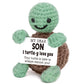 Mini Funny Turtle Fathers Day Dad Gifts from Daughter Son Wife, Birthday Gifts for Dad Father Daddy Presents, I Love You Small Cute Stuff Things, Handmade Emotional Positive Crochet Turtle