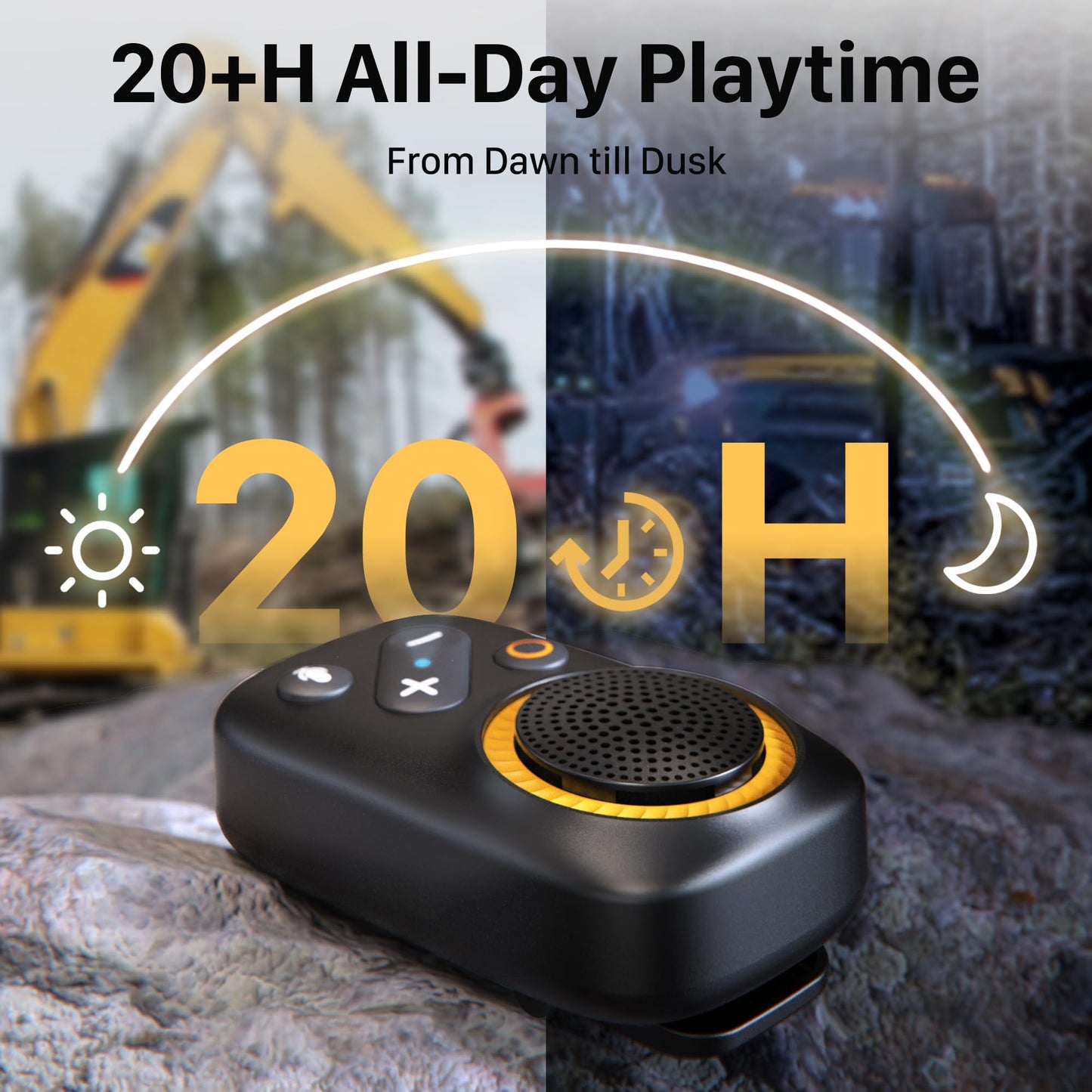 Wearable Bluetooth Speaker-UPGRADED Longer Battery Life-20 Hours All-Day Playtime Clip On Wireless Jobsite Portable Speaker Mini, with Built-in Mic, 120dB Loud and 800mAh Battery, Black