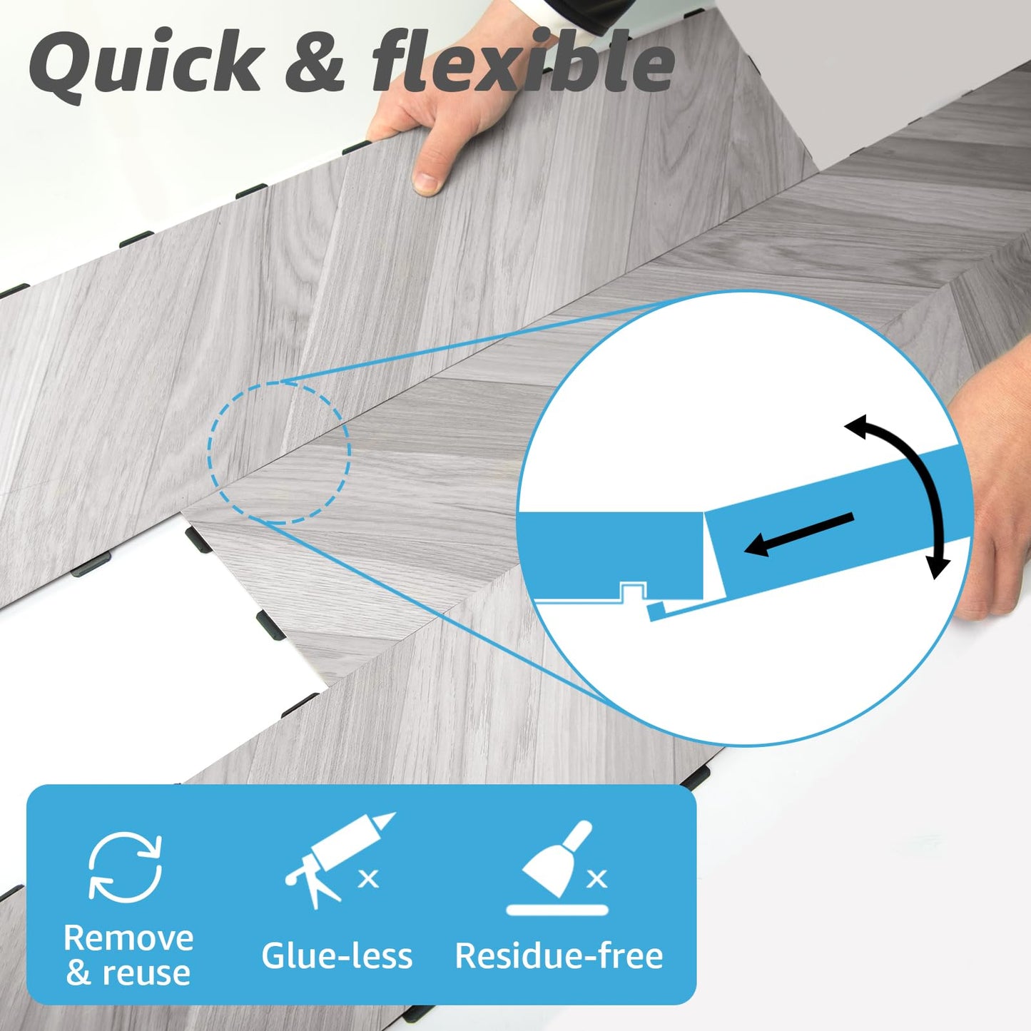 Art3d 18-Pack Interlocking Luxury Vinyl Flooring Tile for Kitchen Bathroom, 36 x 6 Inch Wood Floor Plank for Wear-Resistant, Waterproof, Anti-Slip, Reusable, Dublin Dawn Ash