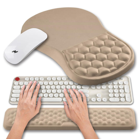 Hokafenle 2 in 1 Ergonomic Mouse Pad Wrist Support & Wrist Rest for Computer Keyboard Set, with Relieve Carpal Tunnel Pain Massage Bulge and Full Memory Gel Design (2In1 Set, Dark Purple)