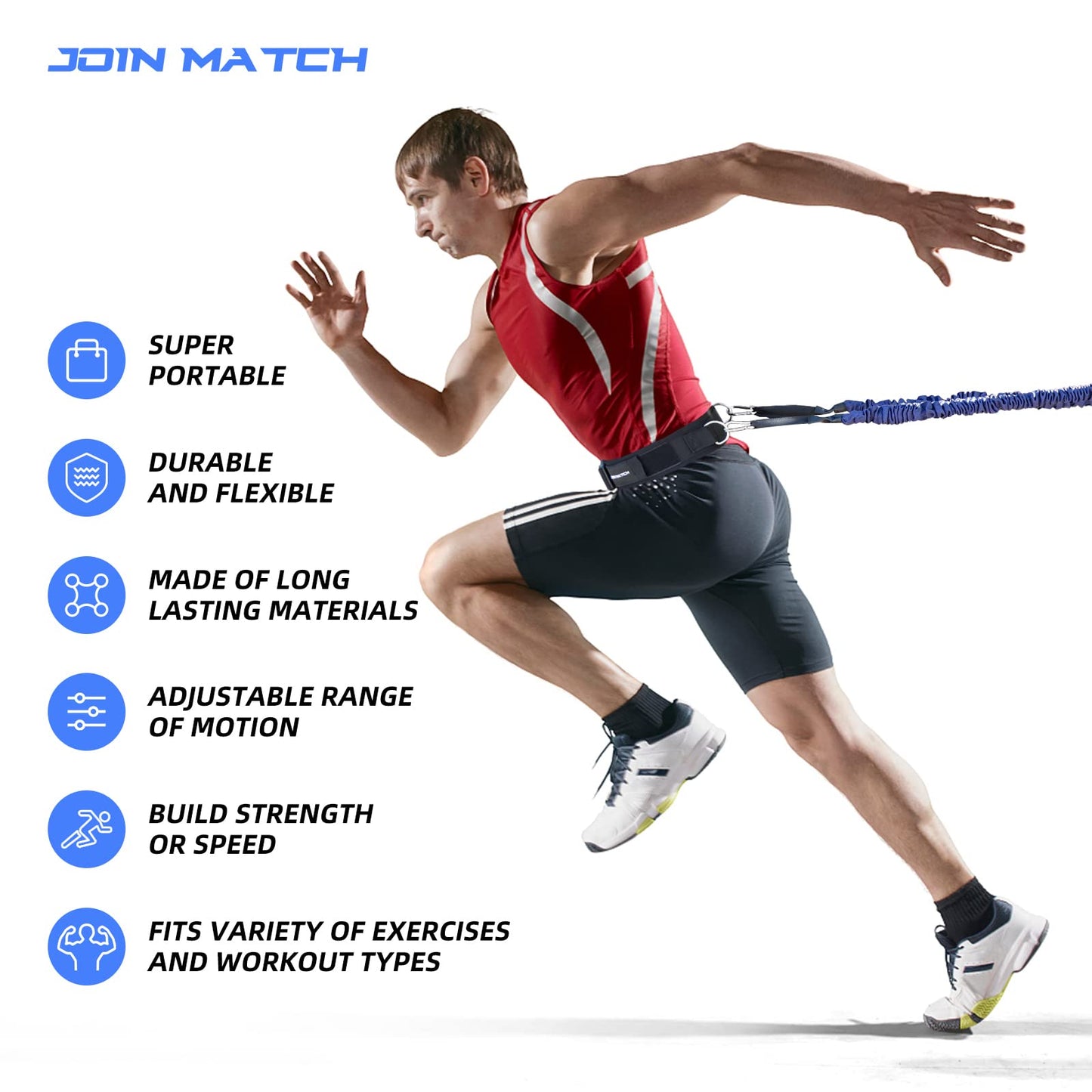 Workout Suspension Resistance Trainer System, Exercise Explosive Force Bounce Physical, Training Resistance Rope Improve Speed，Stamina, Mobility, Strength and Help You Build Muscle.