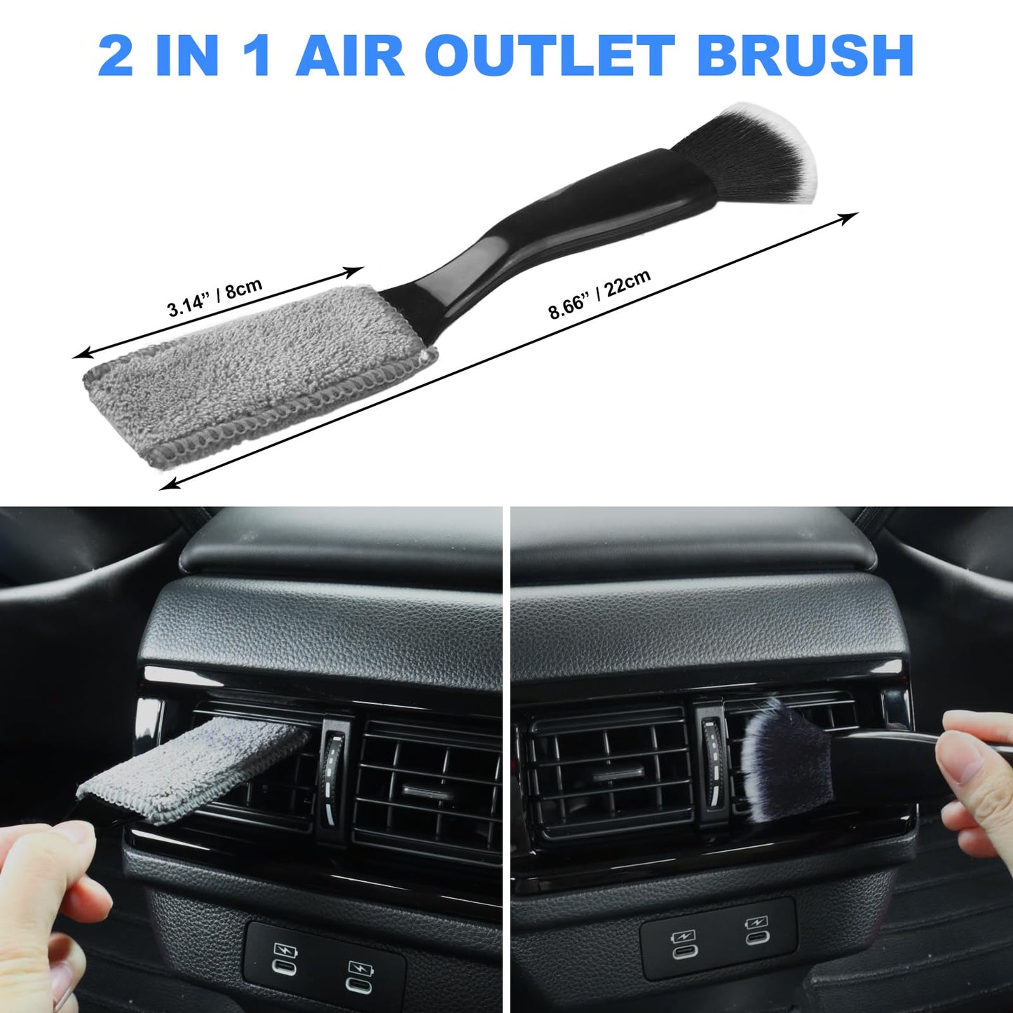 7PCS Car Detailing Brush Set, Ultra Soft Boars Hair Car Interior Detailing Brushes, Car Interior Detailing Kit, Car Cleaning Gel Supplies Kit, Car Dust Brush, Car Accessories for Truck, SUV, Interior
