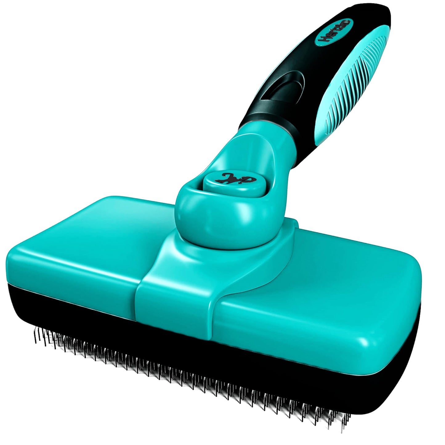 Hertzko Dog Brush for Shedding - Self Cleaning Slicker Brush for Dogs and Cats - Gently Removes Loose Hair, Tangles, and Dirt - Grooming Brush Suitable for Long or Short Coats - Aqua