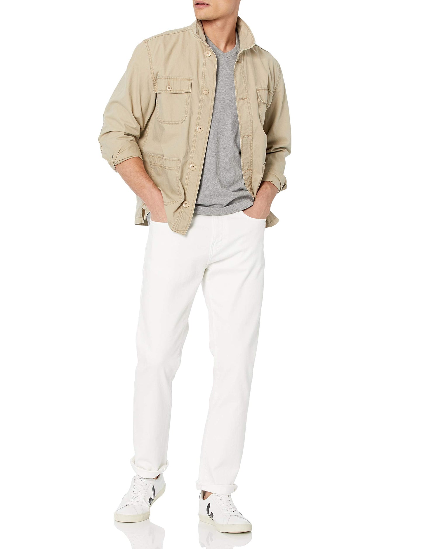 Amazon Essentials Men's Athletic-Fit Stretch Jeans - Bright White, 30W x 29L