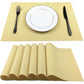 WAZAIGUR Placemats,Easy to Clean Crisscross Woven Vinyl Place Mats Durable Non-Slip Heat Resistant Table Mats,Placemats for Kitchen Table Set of 6,Yellow