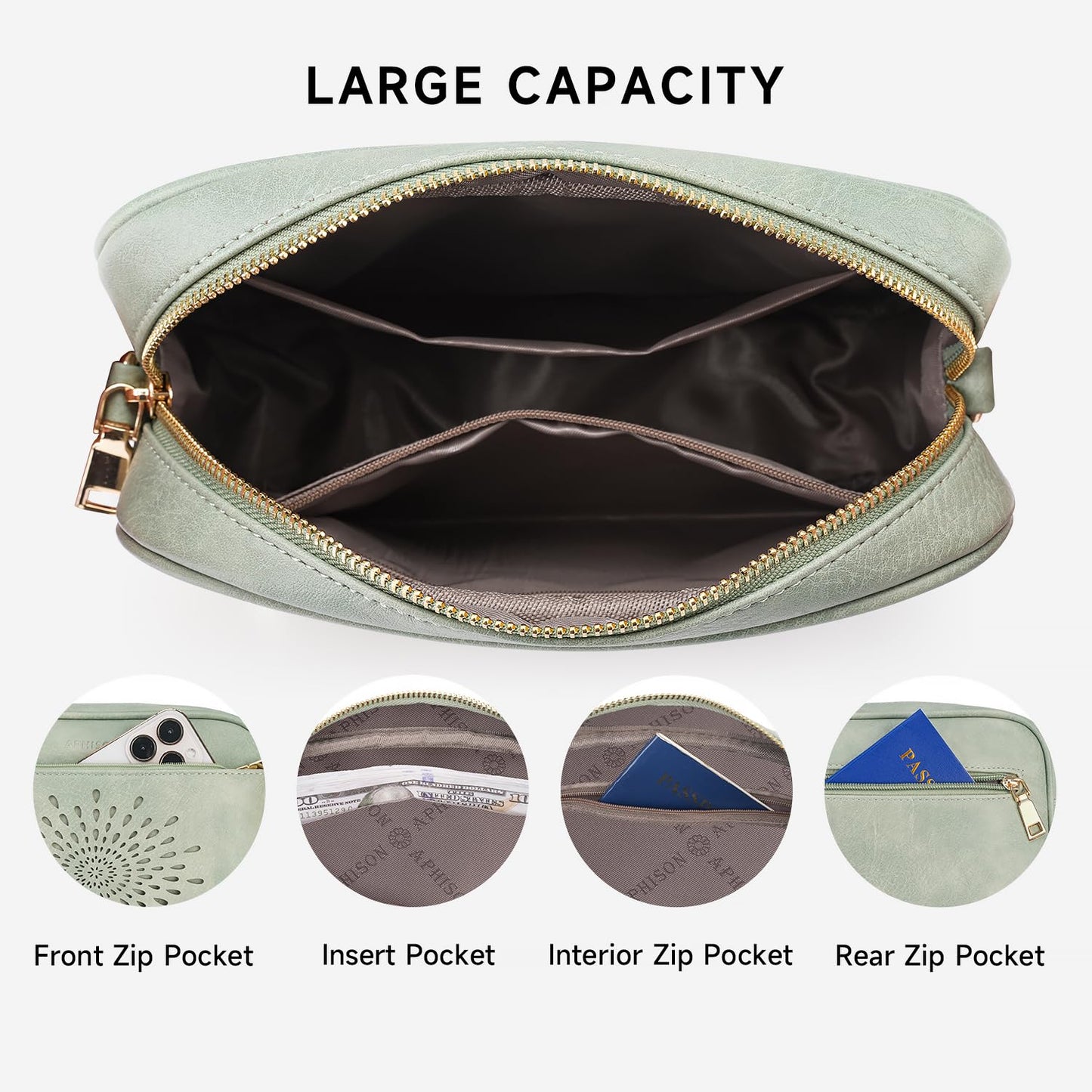 APHISON Crossbody Bags for Women Trendy,Vegan Leather Small Crossbody Purses Shoulder Handbags with Adjustable Strap Green