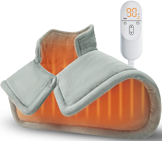 Heating Pad for Neck and Shoulder, Gifts for Men Dad Husband, Electric Weighted Heat Pad for Back Pain Relief, Anniversary Christmas Gifts for Women Mom, Blue