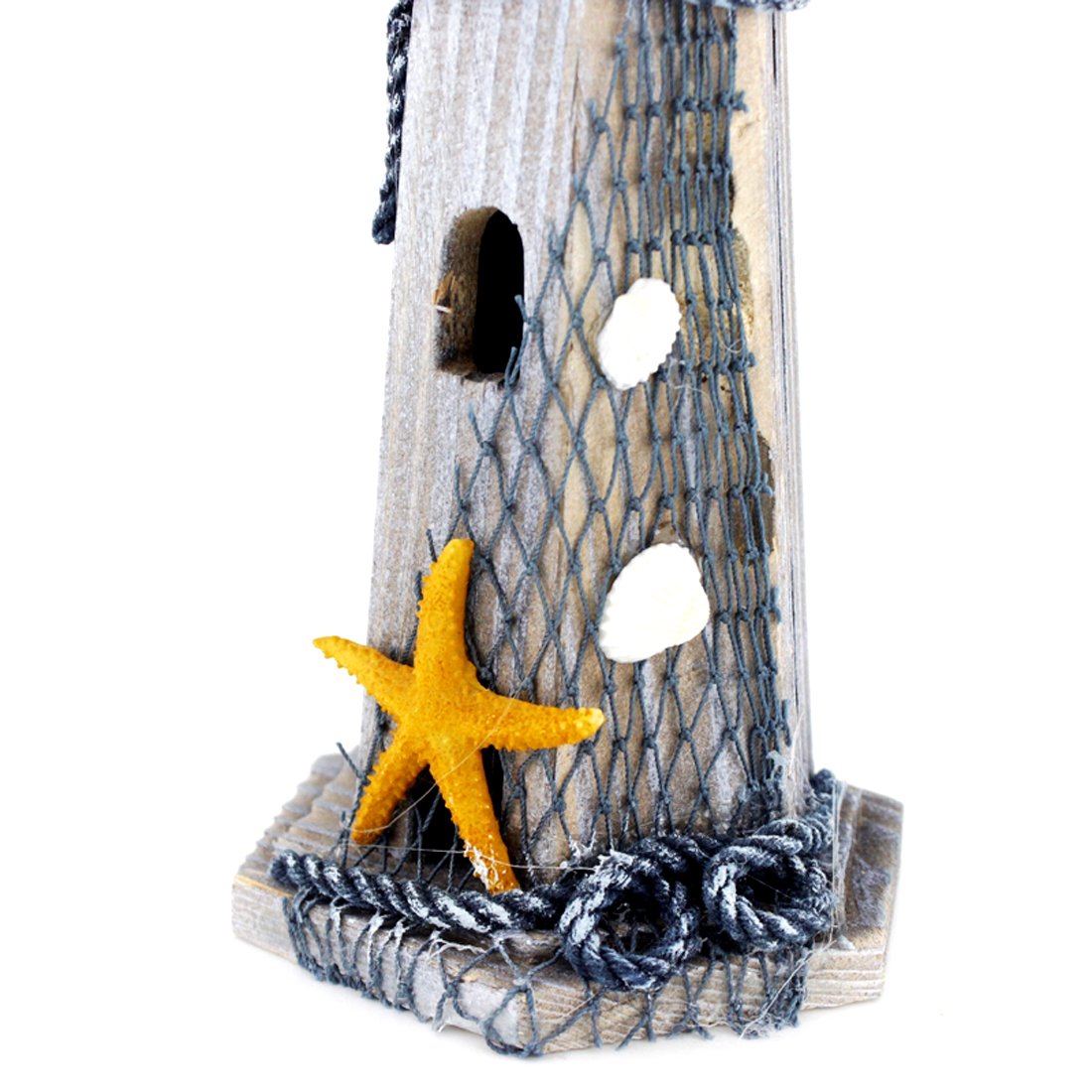 Chaomian Home Ornaments Starfish Wooden Lighthouse 10.6" High Nautical Themed Rooms Lighthouse