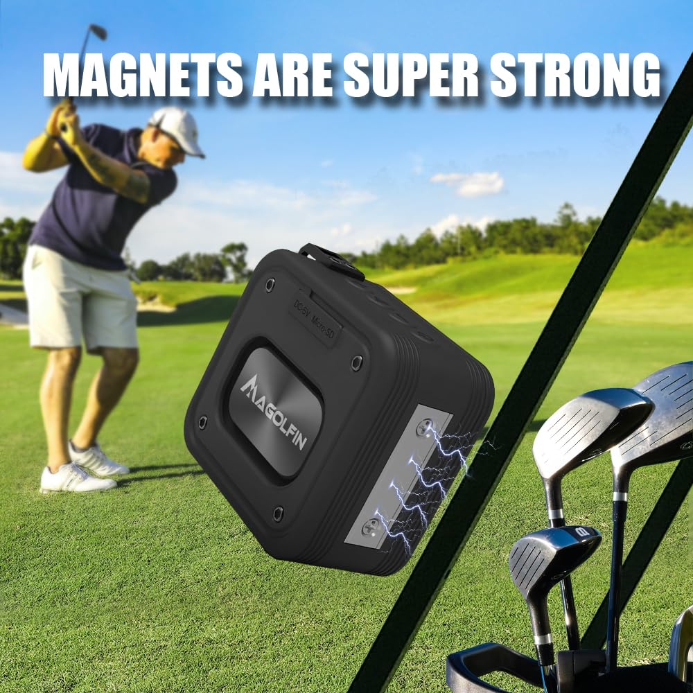 MAGOLFIN 2-Pack Golf Cart Speakers with Storage Case, IPX7 Magnetic Golf Speaker 15H Playtime, 20W Stereo Sound Magnetic Bluetooth Speaker for Golf Cart, Golf Gifts for Men