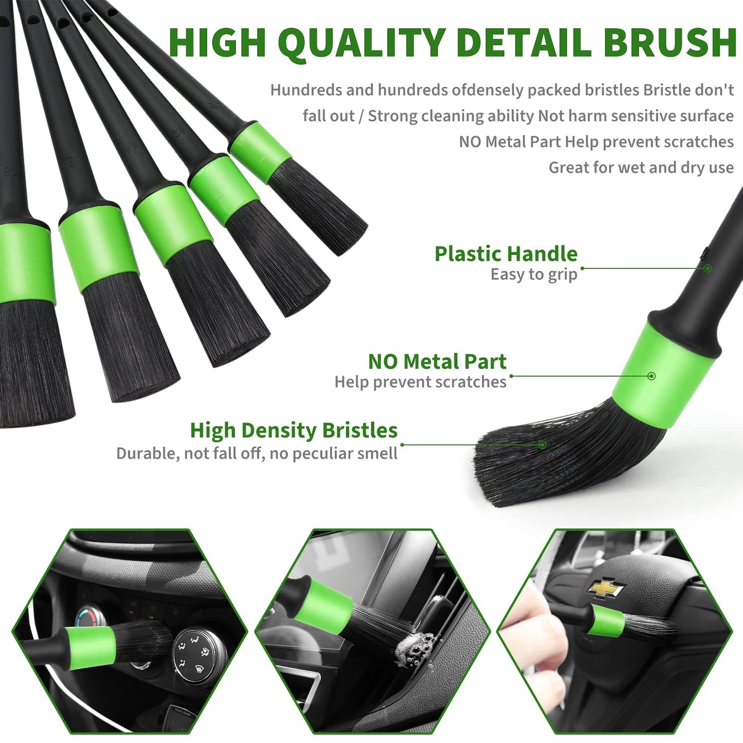 Funsmore 18Pcs Car Detailing Kit, Interior Car Cleaning Kit, Leather & Textile Car Interior Brush, Car Detailing Brush Set with Windshield Cleaning Tool Complete Car Interior Care Kit
