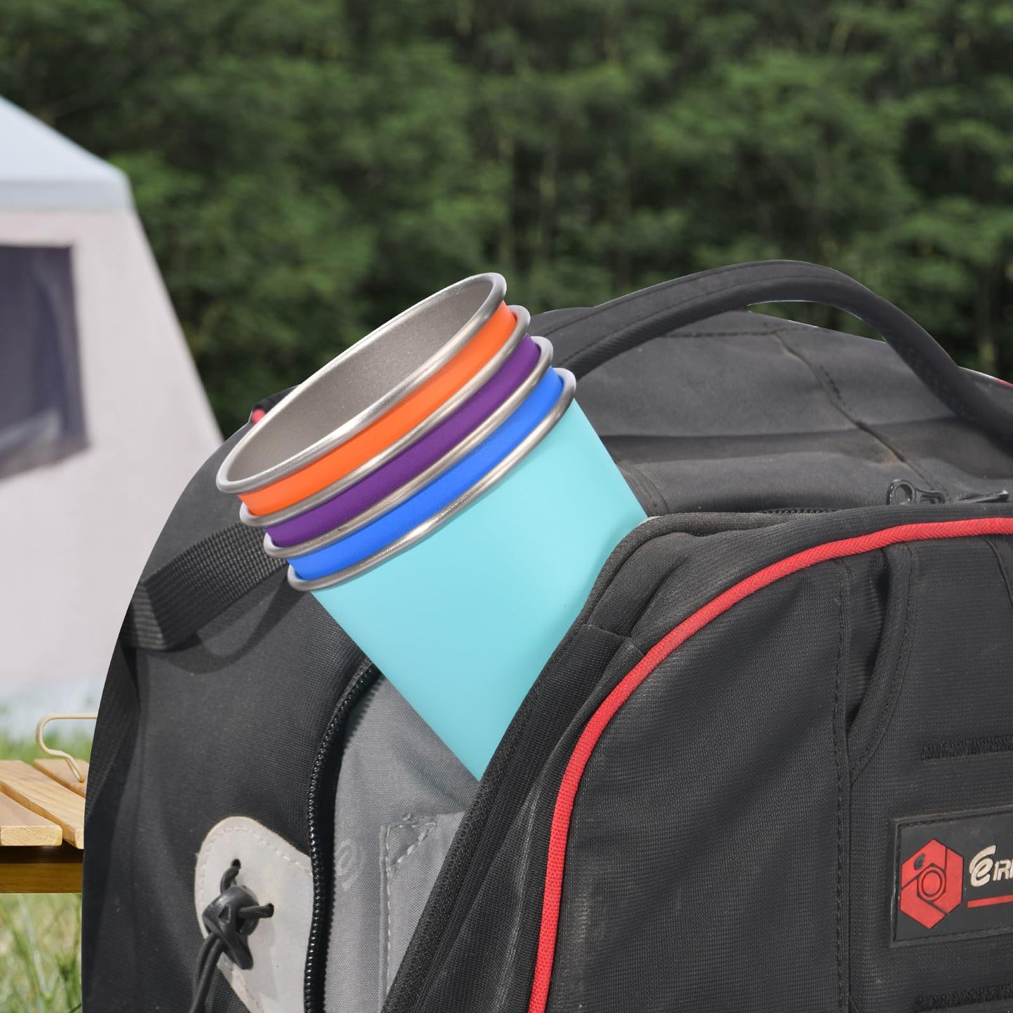 HurOutd 4 Pack Stainless Steel Cups 16oz - Colorful Stackable Metal Drinking Glasses for Camping, Travel, Shatterproof Tumblers