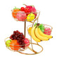 Livabber Fruit Basket Bowl with Banana Hanger, Fruit Vegetable Storage Basket with Banana Tree Holder for Kitchen Counter, Detachable Organizer for Bread Snack Produce (Black, 3-Tier Metal Base)