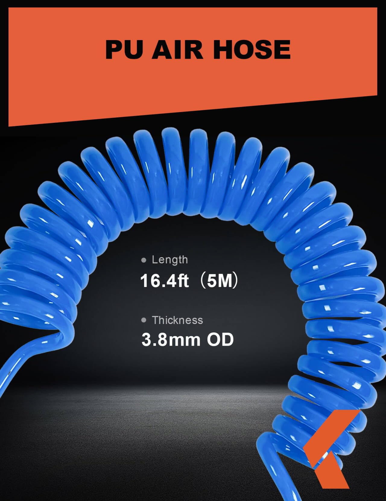 KREFINISH Air Blow Gun kit with Air Blow Gun 16ft(5 Meter) Long PU Air Hose Heavy Duty Cleaning with Long Nozzle Air Duster Blow Gun Kit for Air Compressor