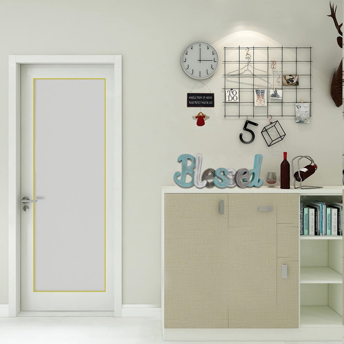 Teal Blessed Wooden Letters Wall Decor Freestanding Cut Out Decorative Wood Word Decor Signs for Living Room Shelf Mantel Table Top Rustic Home Decor