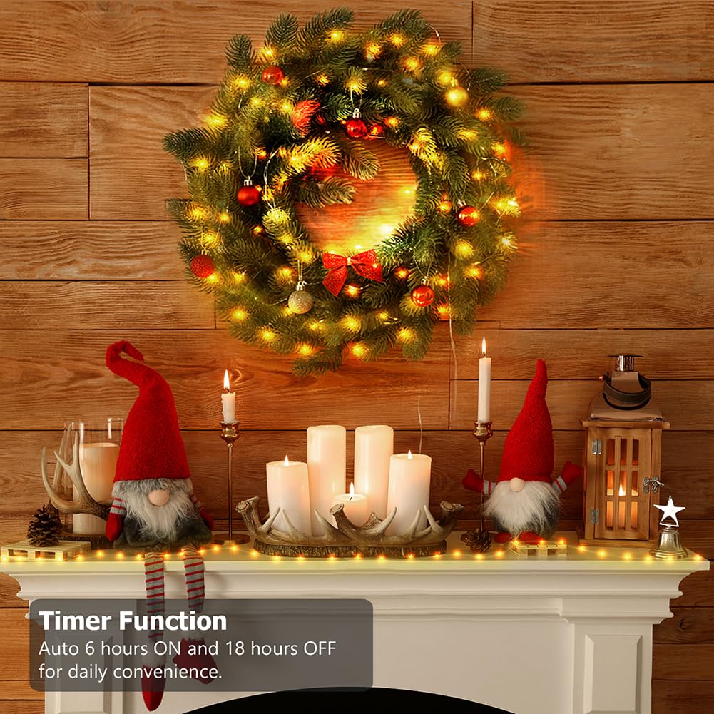 KepStars 33ft Battery Operated String Lights, 100 LED Fairy String Lights Battery Powered w/Remote & Timer for Indoor Outdoor Christmas Trees Wreath Decoration Bedroom Patio - Warm White