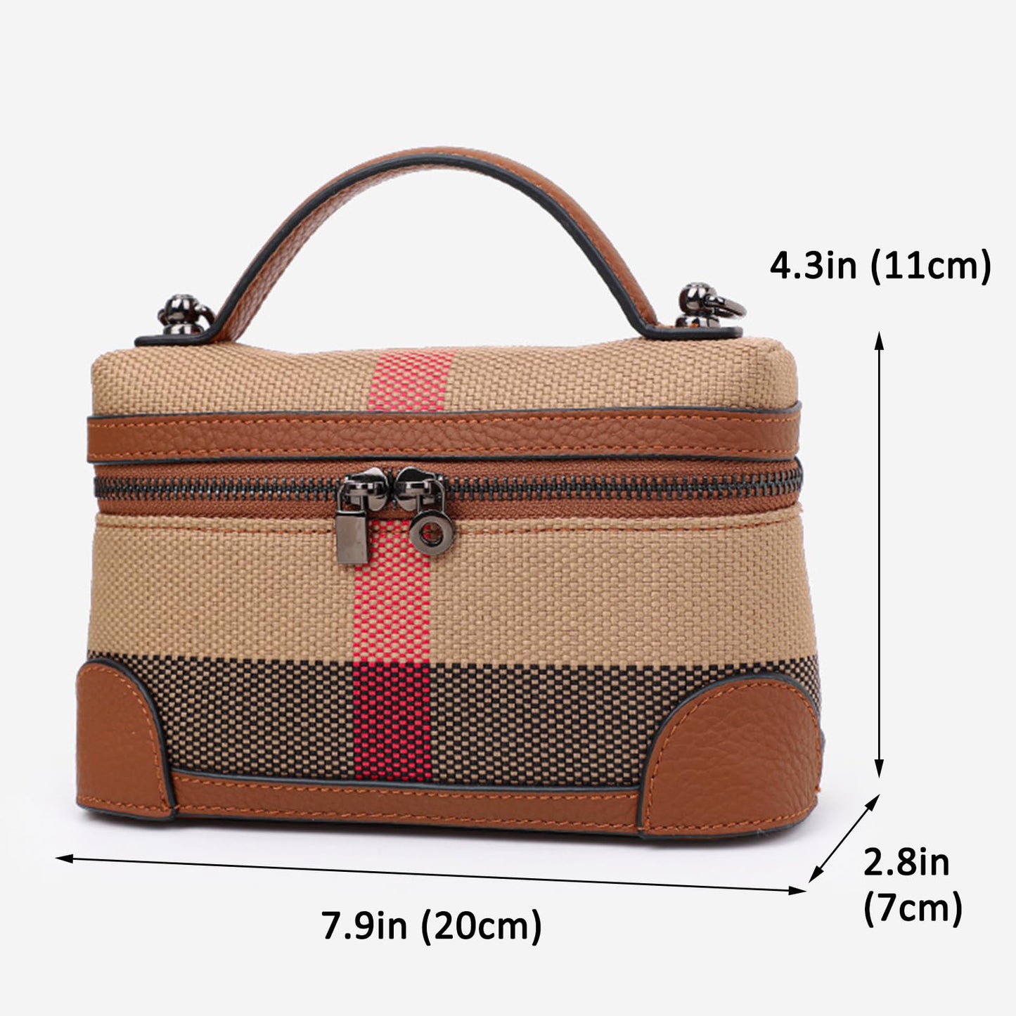 Rejolly Crossbody Bag for Women Pouch Top-Handle Leather Bag Designer Shoulder Handbag Quiet Luxury Trendy Purse (Stripe Canvas Brown)