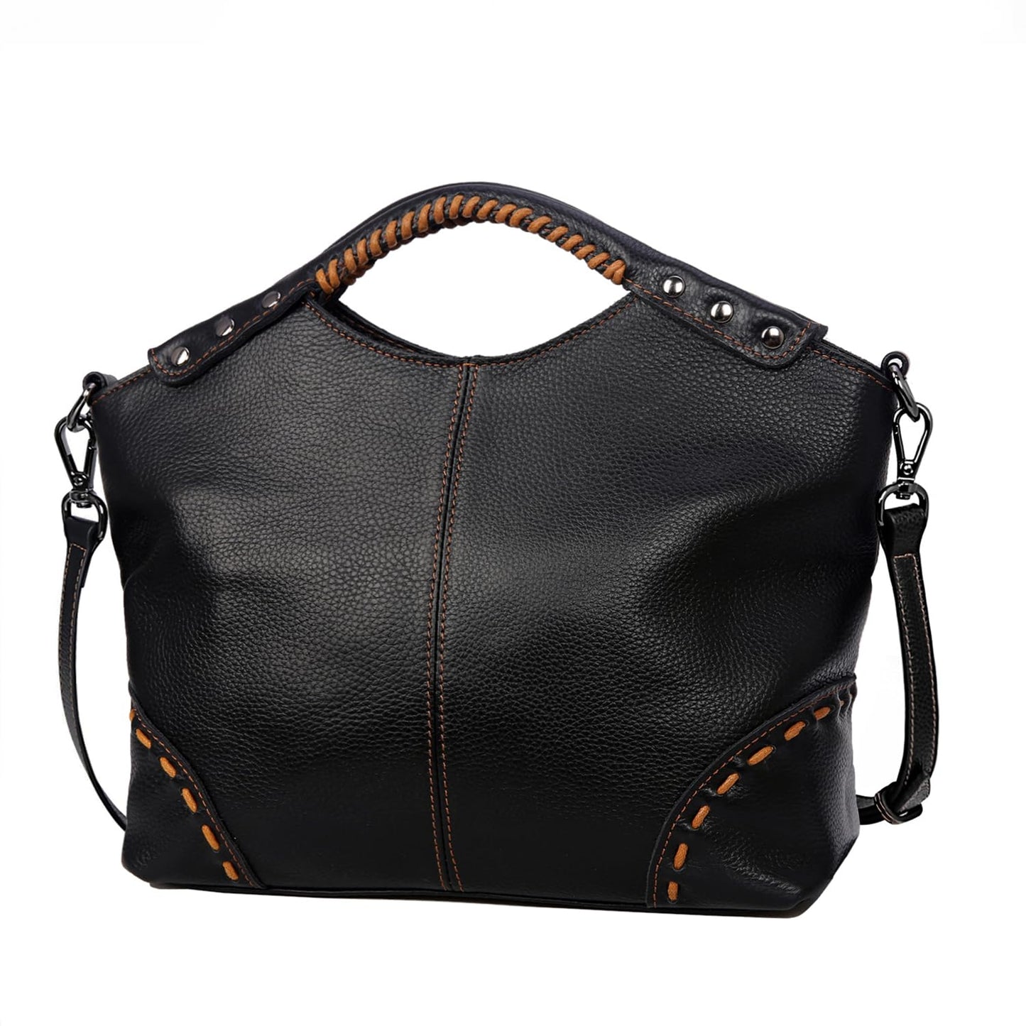 HESHE Leather Purses and Handbags for Women Retro Crossbody Bags Satchel Hobo Purse Ladies Shoulder Bags Cross Body Bag Designer Tote (Black)