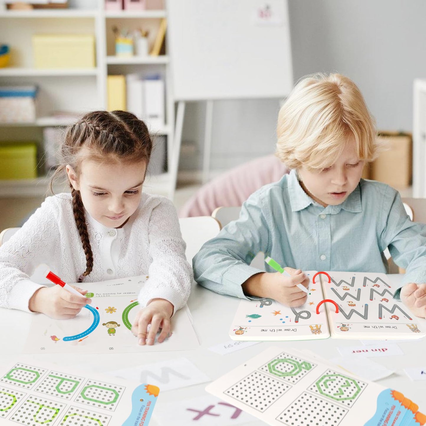 Generic Scribble Smart Workbook - Reusable Workbooks for Kids, Little Curious Mind Scribble Smart Reusable Workbook, Workbook Handwriting Practice Tracing Books for Kids, 8 Pens, Blue01, TYB-01