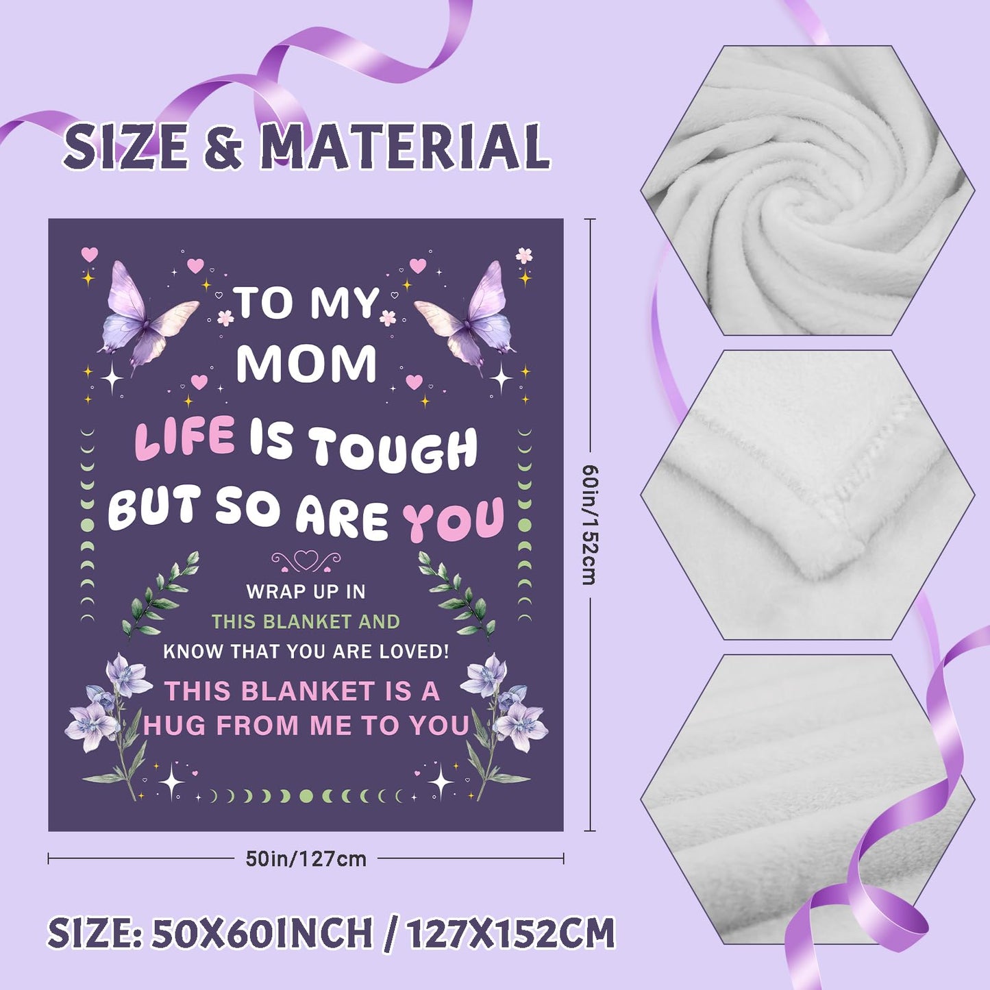 PUREFLY Gifts for Mom Blanket,Mothers Day Birthday Gifts for Mother from Daughter Son,Best Mom Ever Gifts,Super Soft Flannel Throw Blanket to My Mom,60”x50”