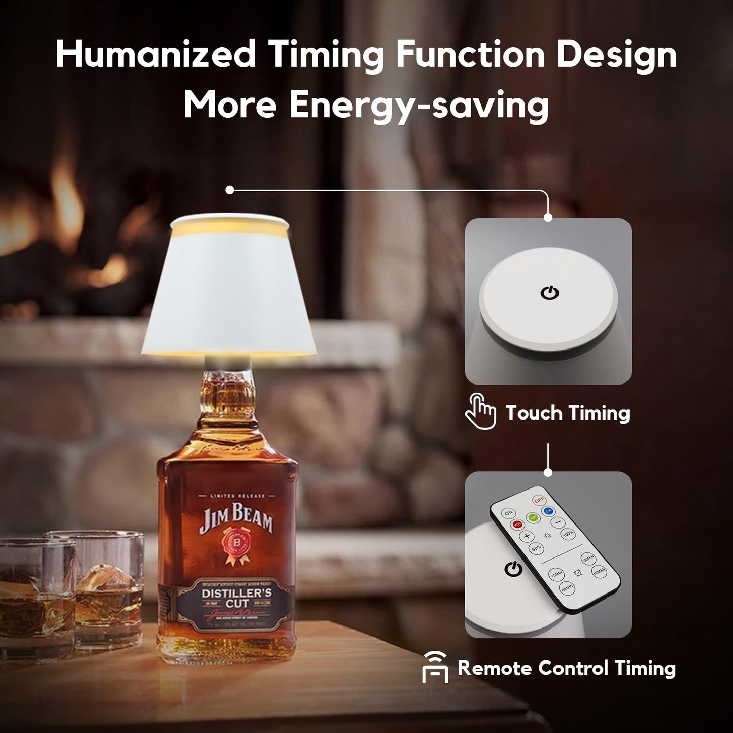 Yupola Wireless Bottle Lamp with Remote,Cordless Lamp Shade Dimmable for Wine Bottles,Rechargeable Battery Operated Touch Control Bottle Light for for Bedroom,Restaurant,Bar,Camping. (White, 1pcs)