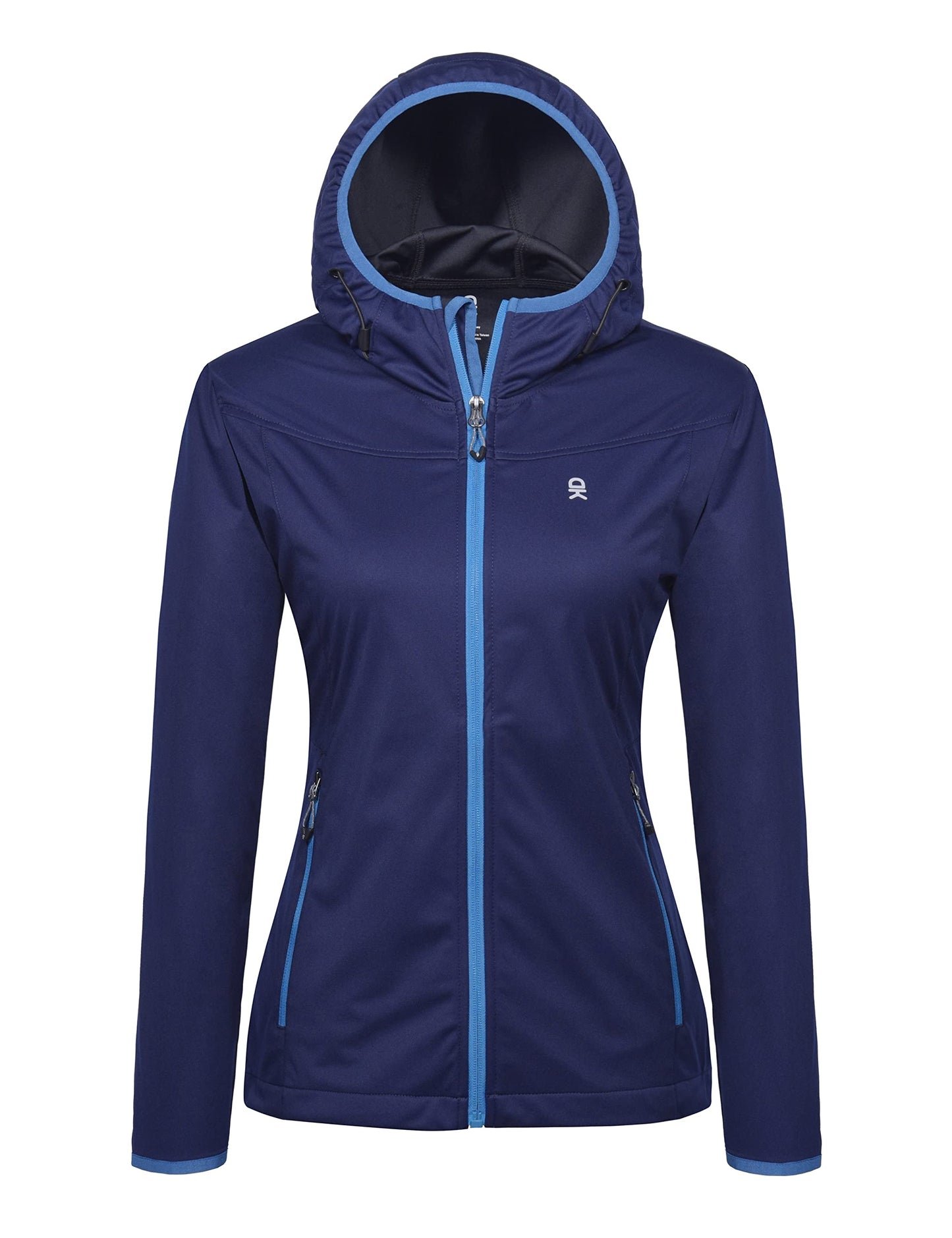 Little Donkey Andy Women's Lightweight Hooded Softshell Jacket for Running Travel Hiking, Windproof, Water Repellent Dark Blue Size S