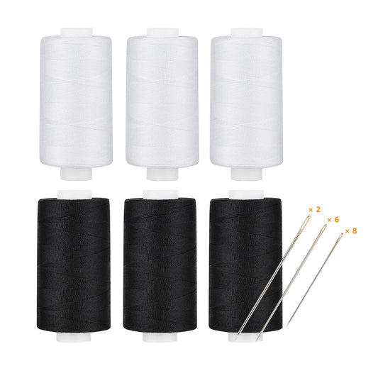 Simthread All Purpose Thread Polyester 400 Yards (1 White 1 Black)