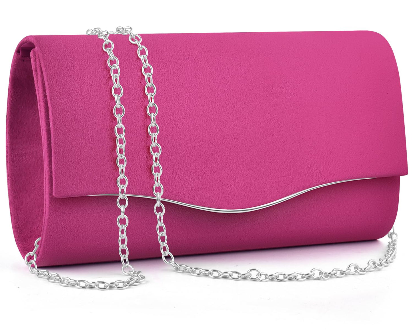 TINDTOP Clutch Purses for Women, Formal Evening Bags Suede Shoulder Envelope Party Handbags Wedding Cocktail Prom Clutches (Rose)