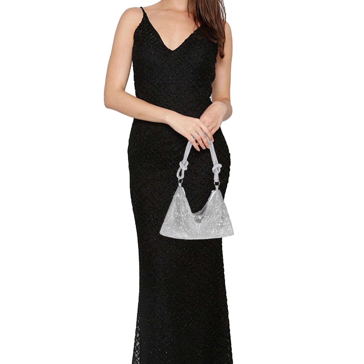 Rhinestone Purse Sparkly Evening bag Silver Clutch Purses for Women Evening, Cross Body Handbags for Party Prom Club Wedding