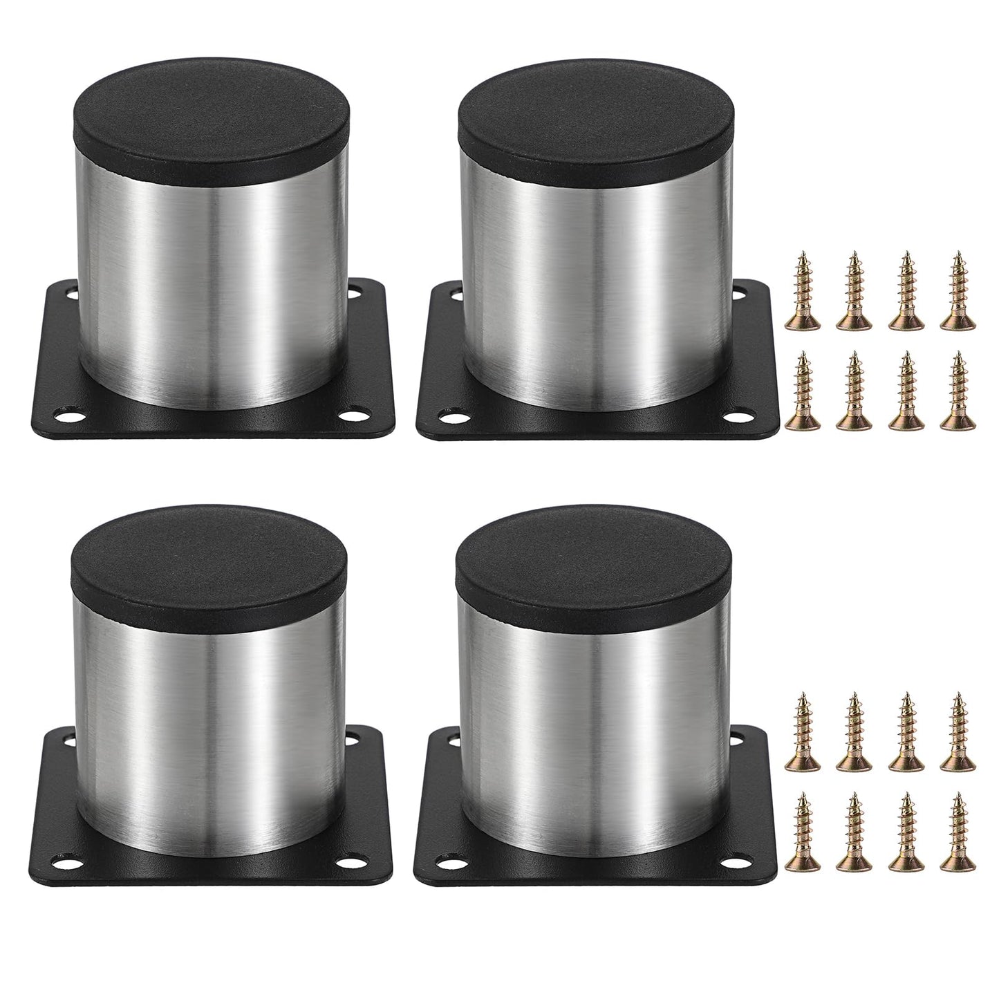 OwnMy 4PCS 2 Inch Stainless Steel Furniture Legs Feets Metal Cabinet Desk Legs, Silver Round Metal Furniture Risers Coffee Table Replacement Legs Heavy Duty Sofa Legs TV Stand Legs Dresser Chair Legs