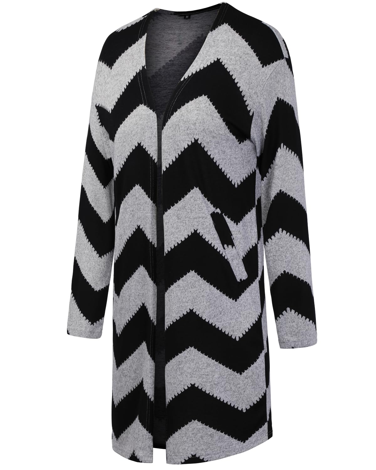 OUGES Women's 2025 Fashion Fall Winter Boho Colorblock Open Front Long Sleeve Lightweight Sweater Cardigan Shirt with Pockets(Color01,M)