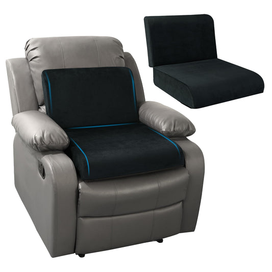 HOMBYS Recliner Seat Cushion with Lumbar Supportive Pillow Extra Large Non-Slip Seat Cushion with Back Support Cushions,Cruve Edge Design for Relief Thighs Pressure, Black