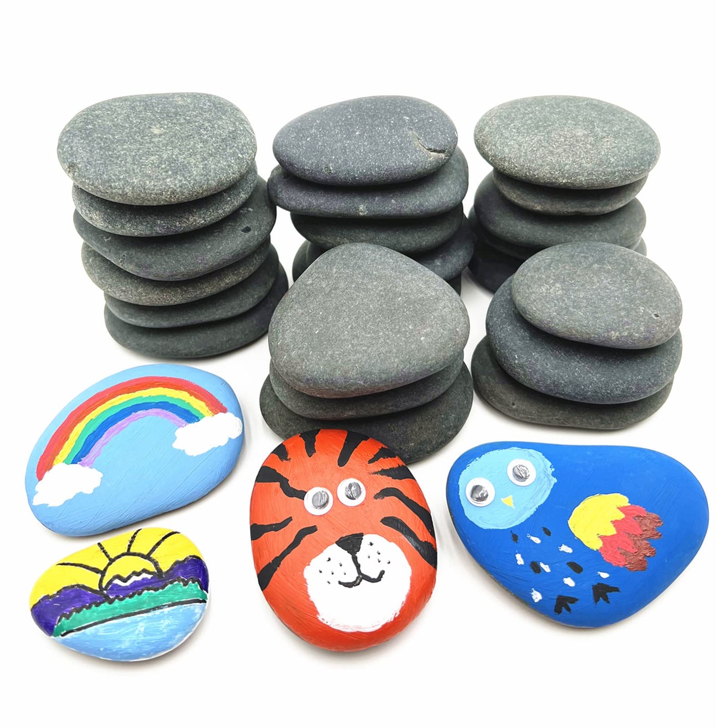 120PCS Painting Rocks, DIY Rocks Flat & Smooth Kindness Rocks for Arts, Crafts, Decoration, Medium/Small/Tiny Rocks for Painting,Hand Picked for Painting Rocks…