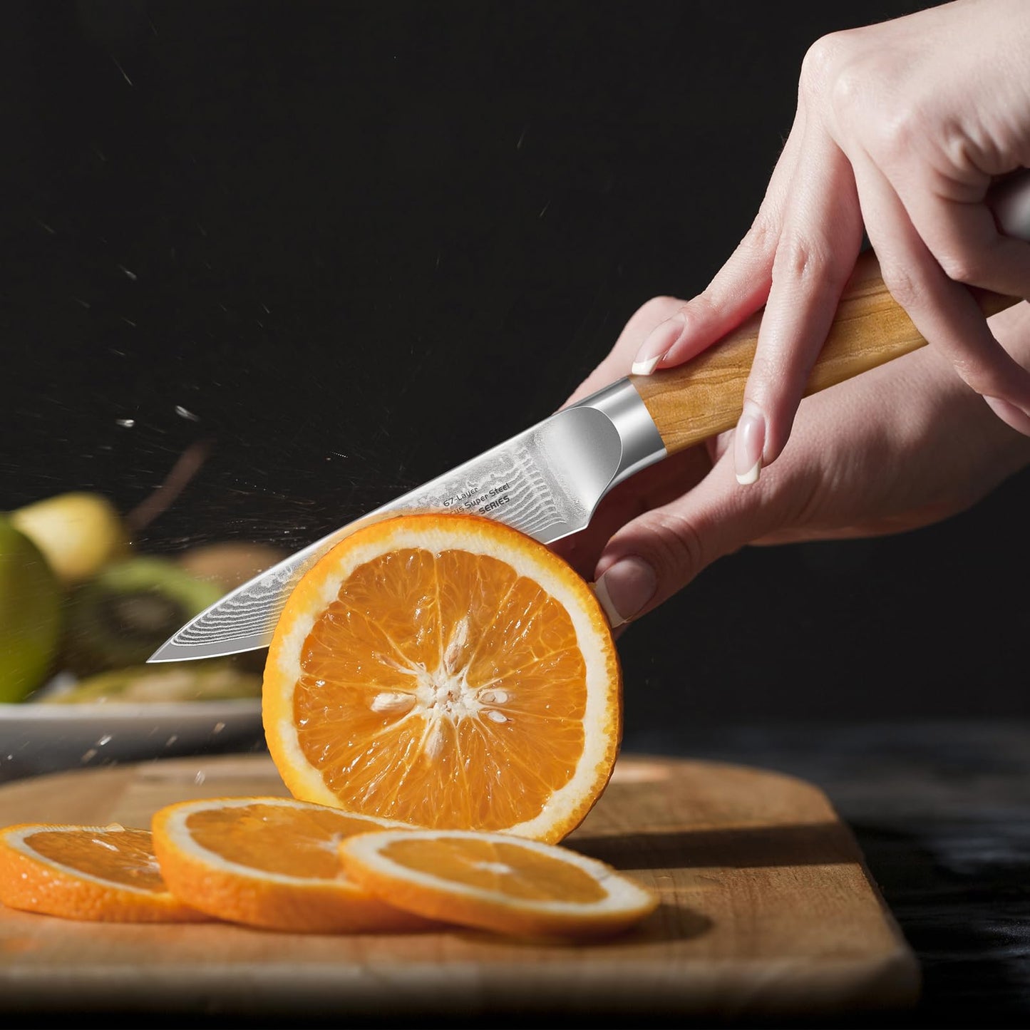 HOSHANHO Damascus Kitchen Knife Set 3-Piece, Ultra Sharp 8" Chef Knife, 7" Santoku Knife, 3.75" Paring Knife, Professional VG-10 Damascus Super Steel Chef Knife Set with Ergonomic Handle