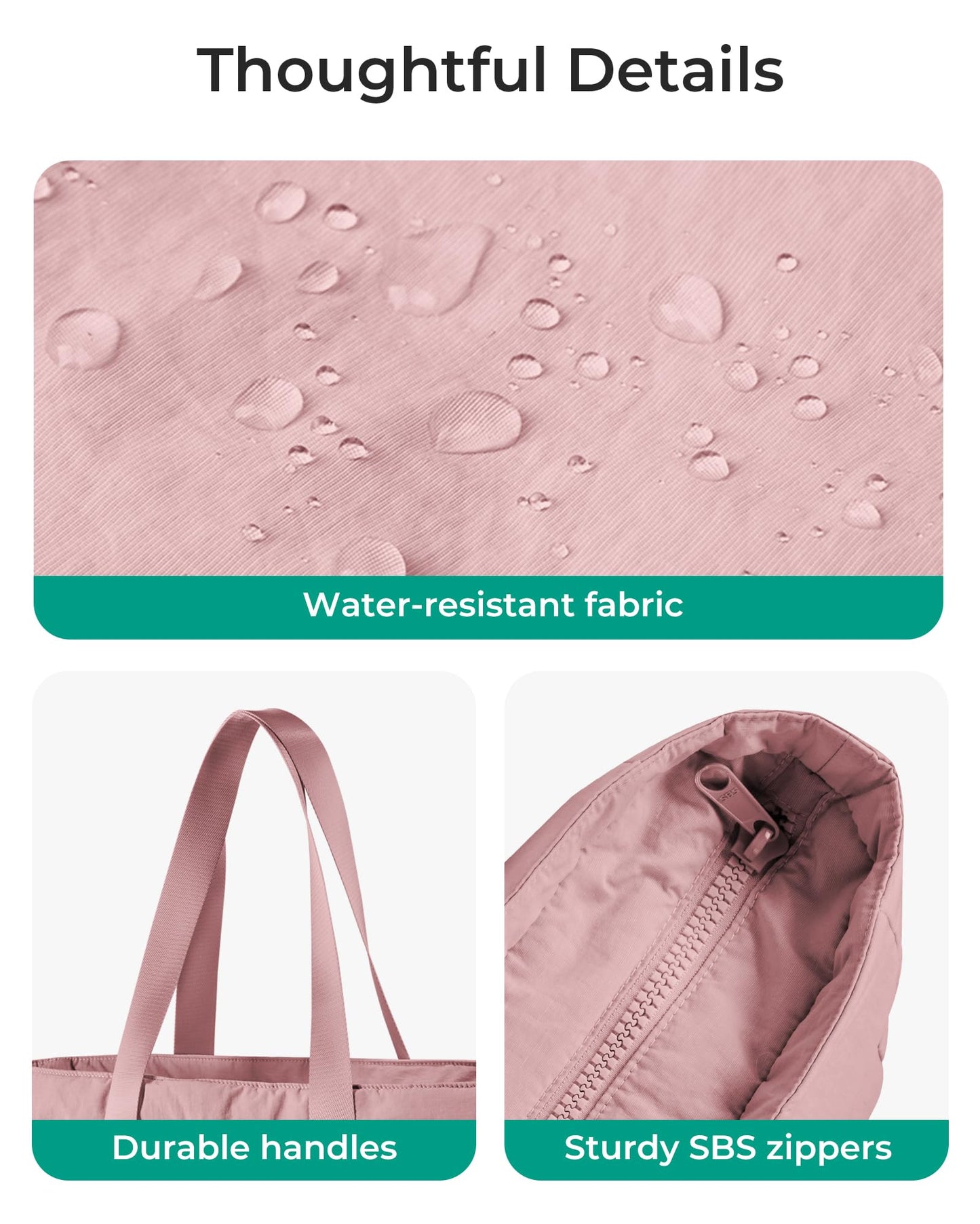 BAGSMART Tote Bag for Women with Zipper, Gym tote with Compartments, Work Tote Nurse Dance Yoga Bag for Travel