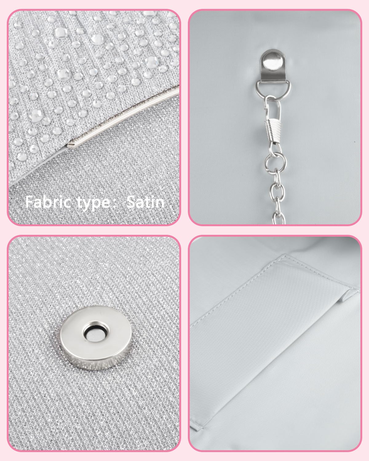 TINDTOP Clutch Purses for Women Evening Handbags for Formal Wedding Party Cocktail Prom Crossbody Shoulder Envelope Bag