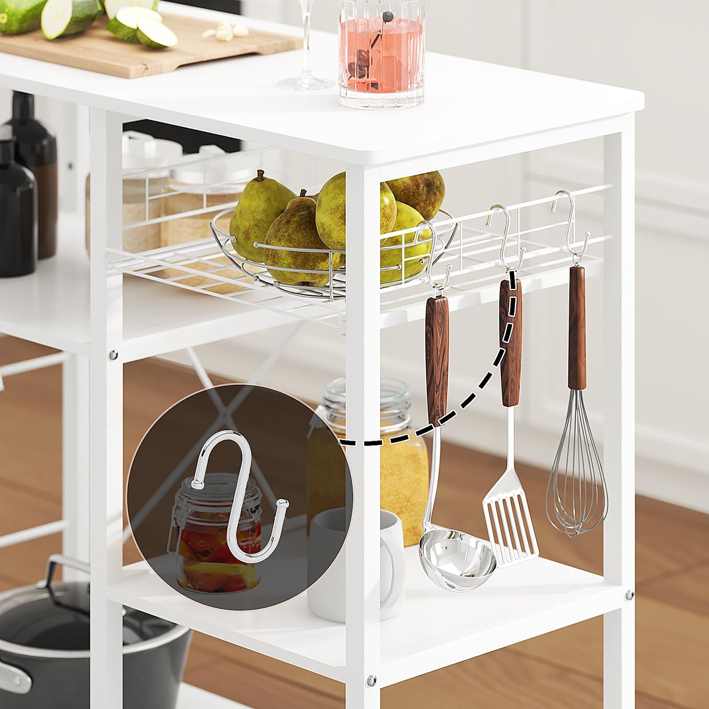 soges 3-Tier Kitchen Baker's Rack Utility Microwave Oven Stand Storage Cart Workstation Shelf, White