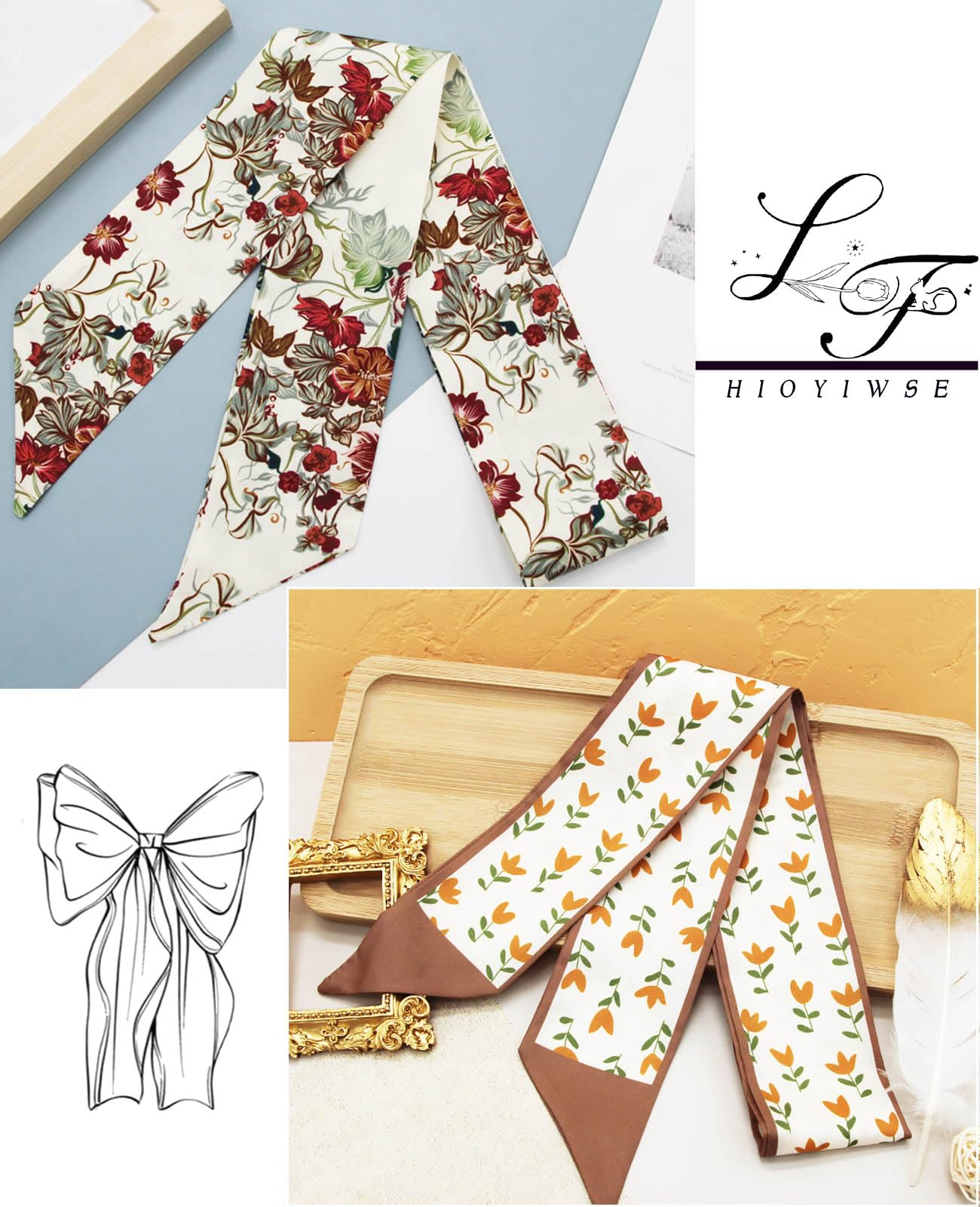 Purse Scarf Handbags For Women Skinny Hair Neck Accessories Scarves With Bag Scarfs Handle Fashion Lightweight 37.8x 2.6inch 01