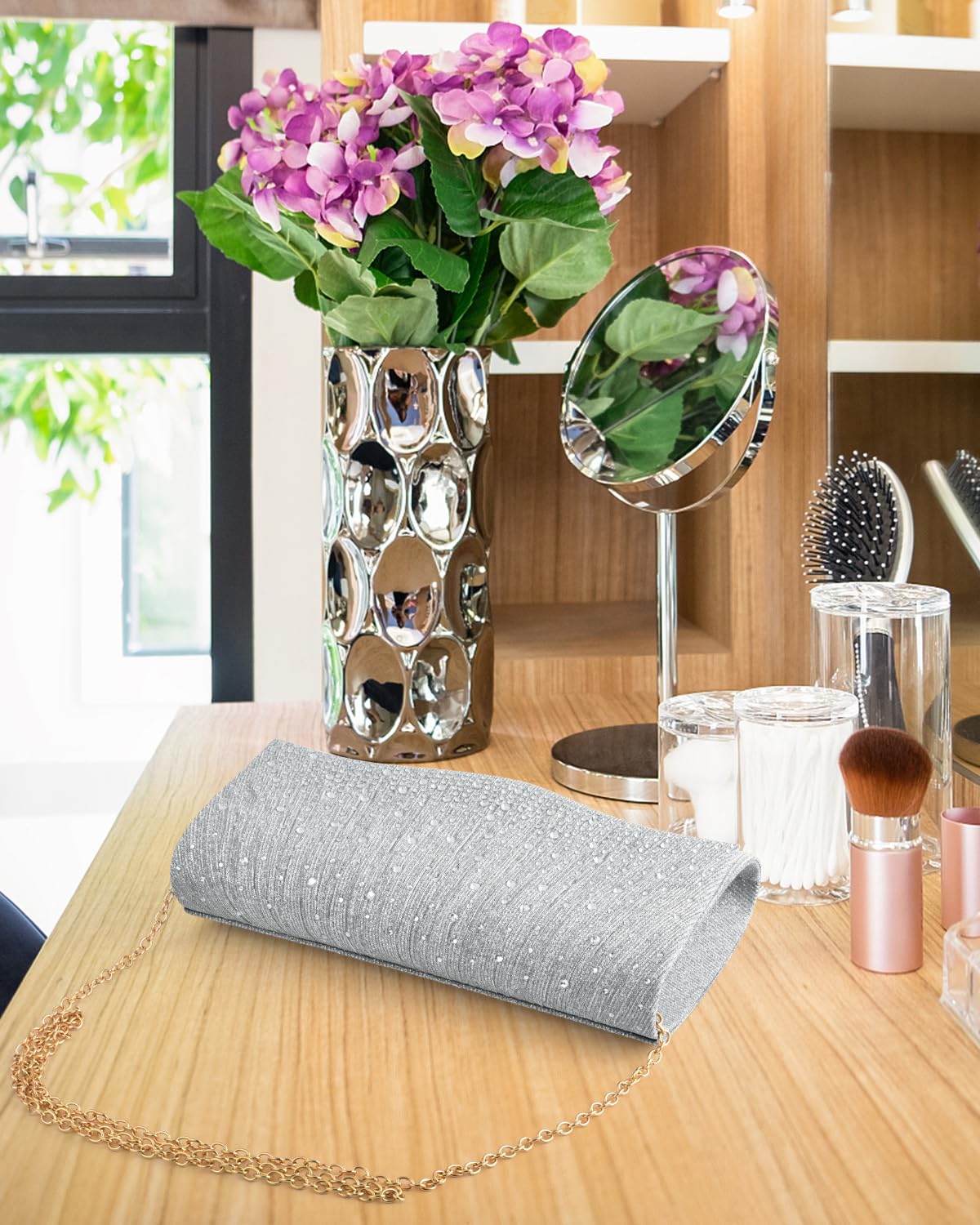 TINDTOP Clutch Purses for Women Evening Handbags for Formal Wedding Party Cocktail Prom Crossbody Shoulder Envelope Bag