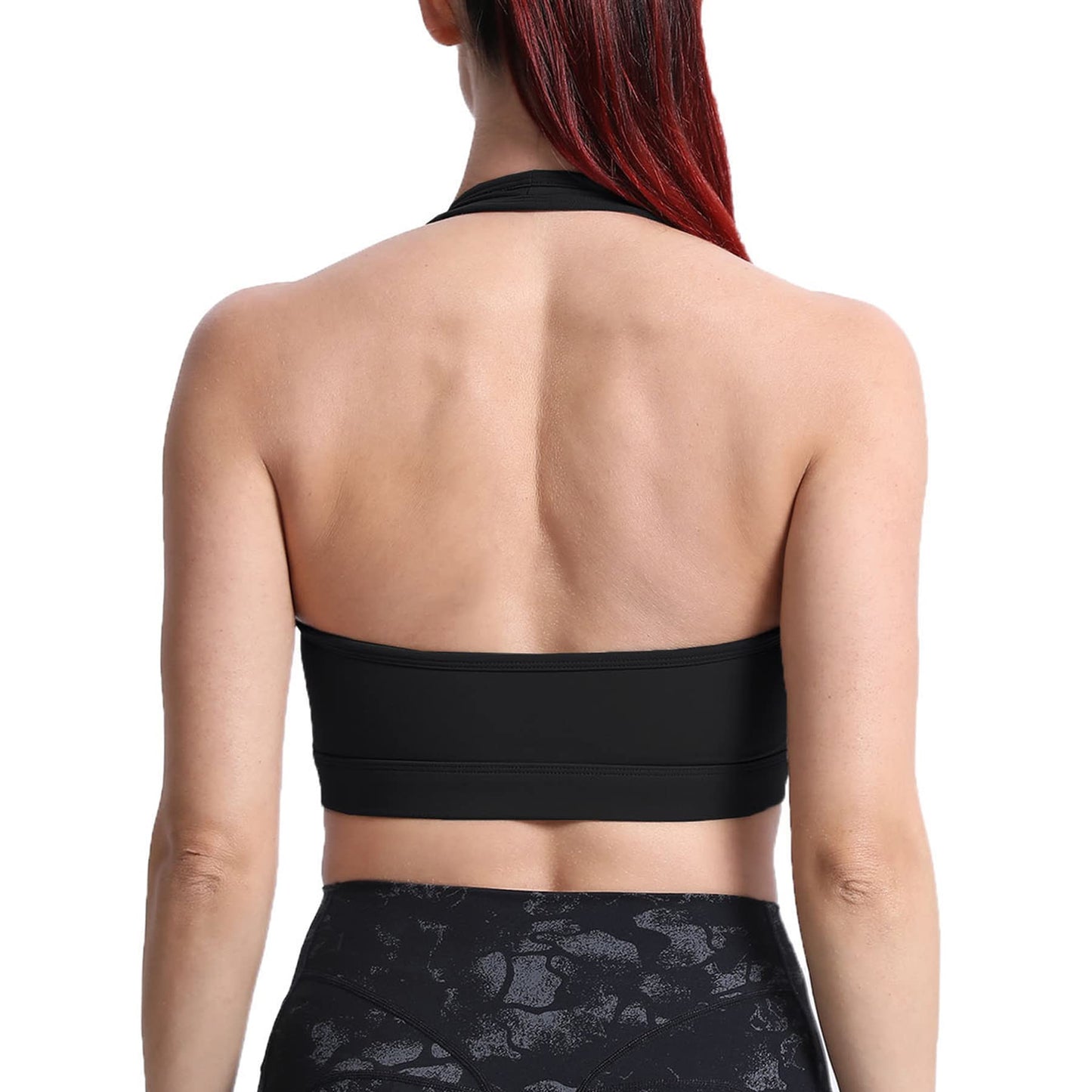 Aoxjox Women's Workout Sports Bras Fitness Halter Bra Yoga Crop Tank (Black, Small)