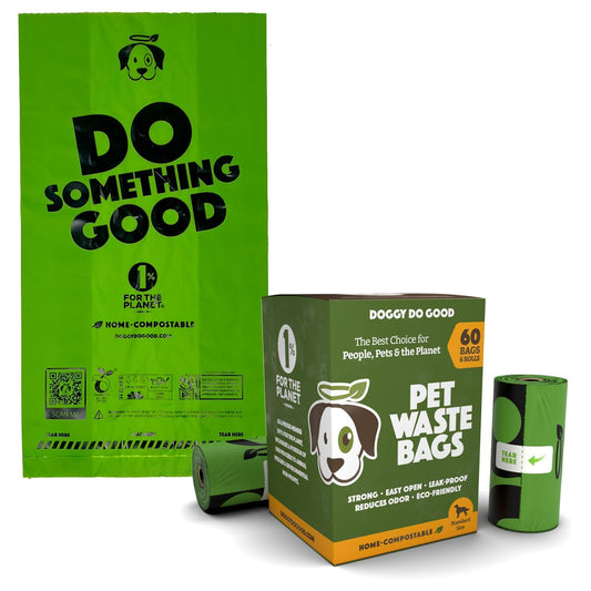 Doggy Do Good Poop Bags | Dog Waste Bags | Unscented, USDA Certified Biobased, Thick & Leak Proof, Easy Open | Standard Size | 60 Count