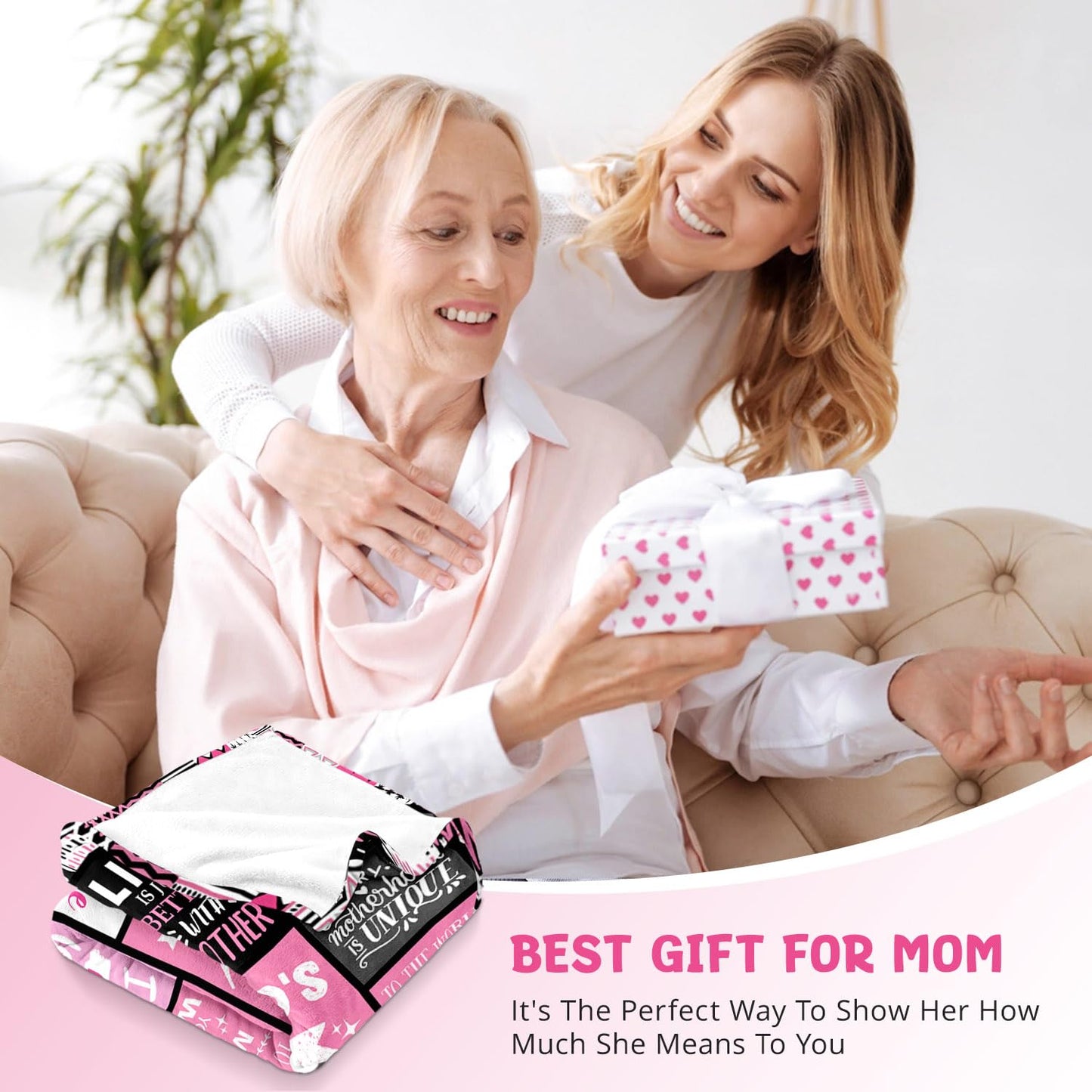 PVDSAVE Moms Birthday Gifts from Daughter Son - Christmas Blanket Gifts for Mom - Best Mom Ever Gift - Valentines Day Mothers Day Birthday Gift for Moms - Present for Mother - Mothers Blanket 50"x60"